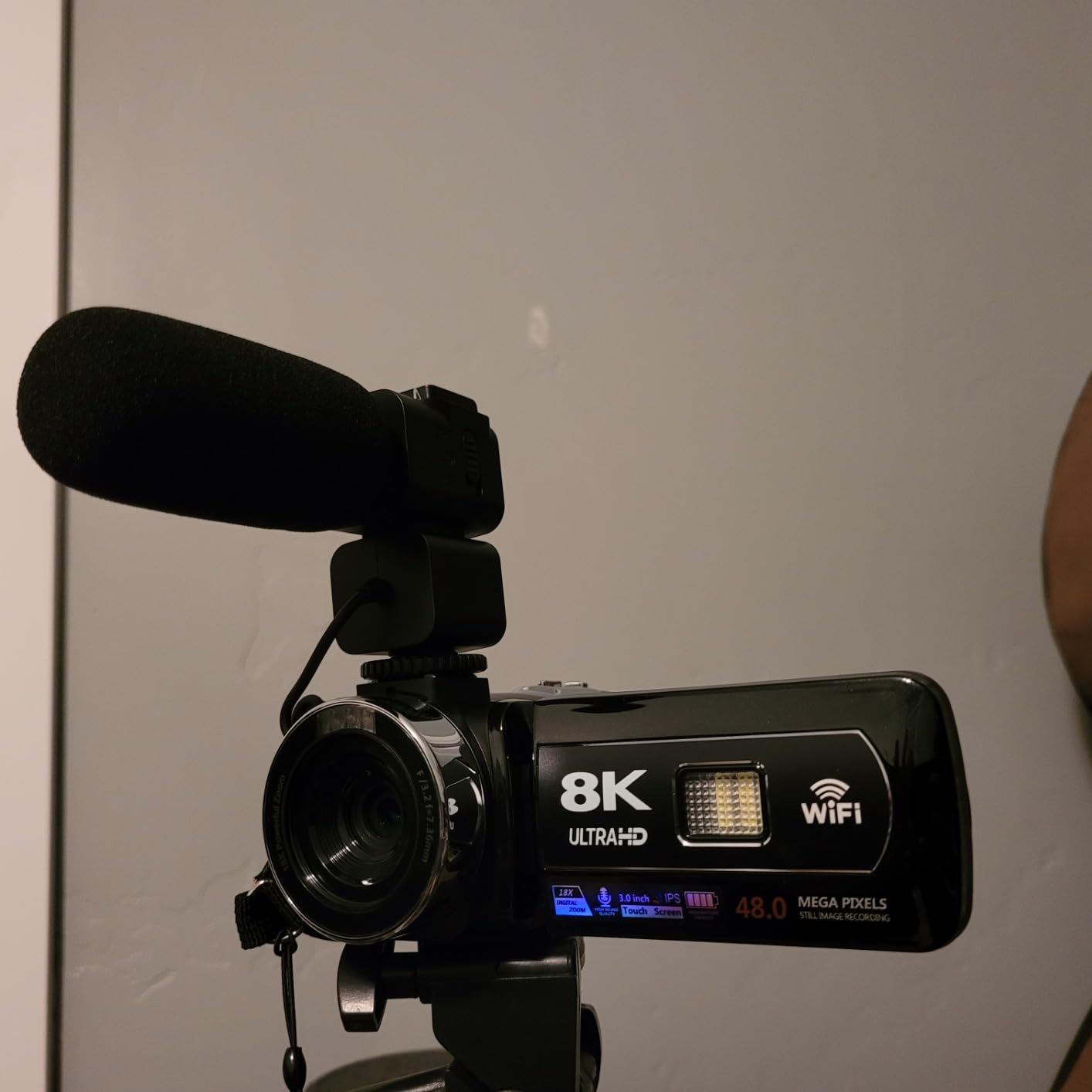 Video Camera, 8K Camcorder 48MP 15FPS UHD WiFi Vlogging Camera with IR Night Vision for YouTube, 3