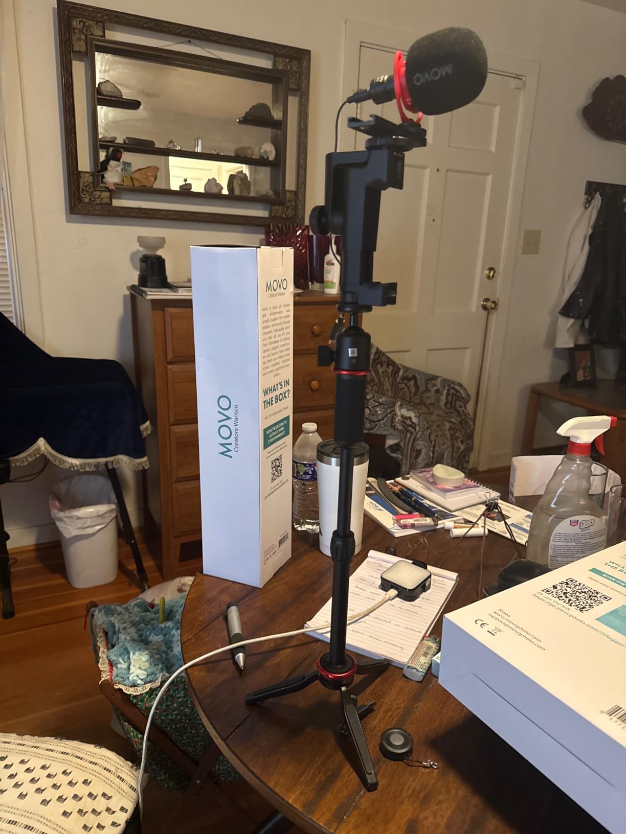 Movo iVlogger-PRO Vlogging Kit with Full Tripod for iPhone/Android - USB-C/Lightning YouTube Starter Kit for Content Creators - Accessories: Phone Tripod, Phone Mount, RGB Light and VXR10 Shotgun Mic customer photo 1