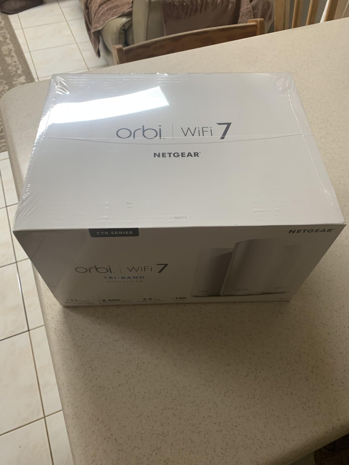 Orbi 770 Series Tri-Band WiFi 7 Mesh Network System (RBE773) - Router + 2 Satellite Extenders, Security Features, Up to 11Gbps, Covers up to 8,000 sq. ft., 100 Devices, 2.5 Gig Internet Port customer photo 1