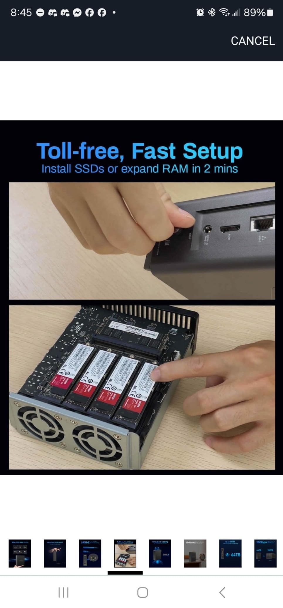 TerraMaster F8 SSD Plus NAS - 8Bay All SSD NAS Storage Core i3 8-Core 8-Thread CPU, 16GB DDR5 RAM, 10GbE Port, 8 Heat Sinks Included, Palm-Sized Network Attached Storage Peak Performance (Diskless) customer photo 2