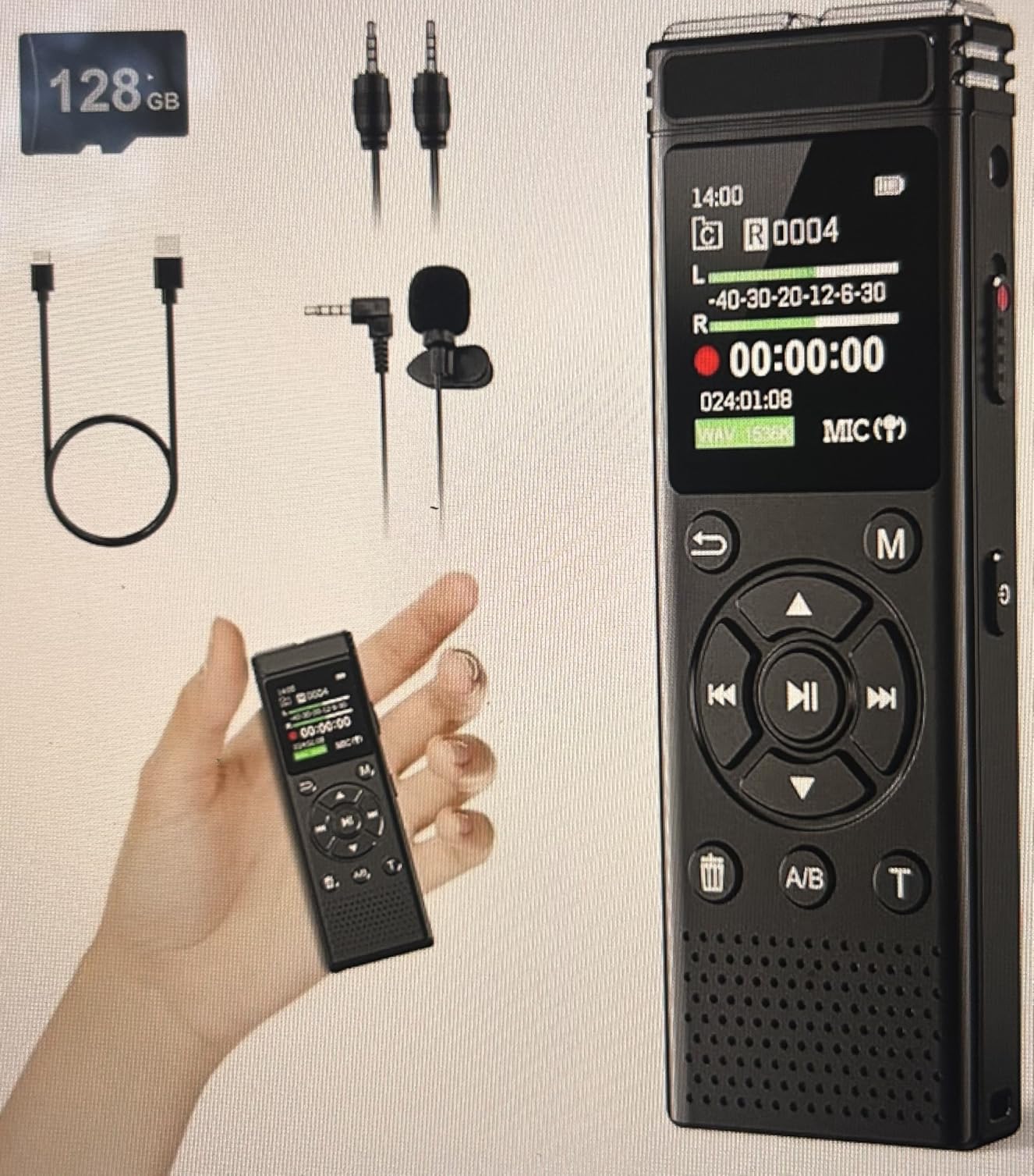 136GB Digital Voice Recorder with Playback, 9000 Hours Audio Recording Device, Voice Activated Recorder with Noise Reduction, A-B Repeat, Mp3 Player and Password for Lectures Meeting/Classes/Interviews customer photo 1