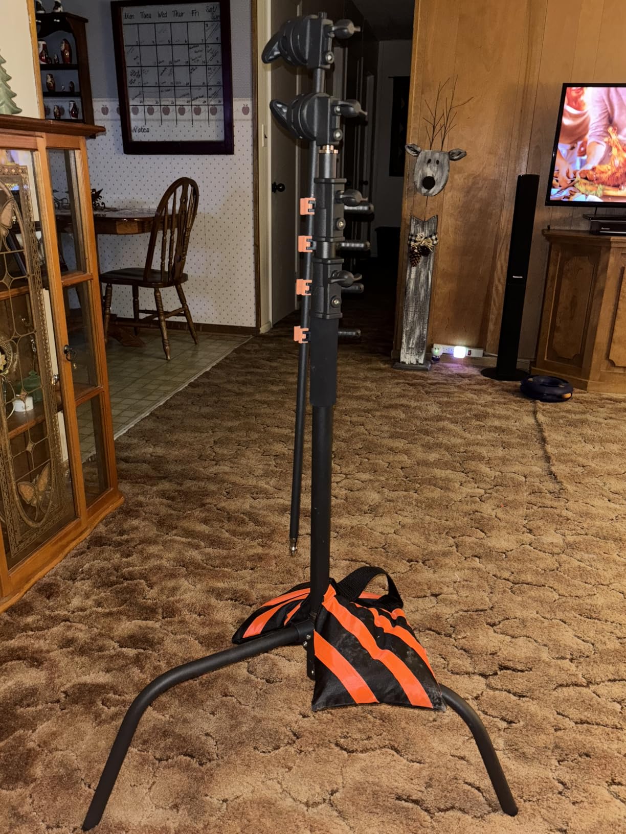 Heavy Duty C Stand 6.9ft/210cm with Holding Arm Sandbag Grip Head Stainless Steel Photography Light Stand C-Stand Sturdy for Photography Studio Video Monolight Softbox Shooting (Black) customer photo 1