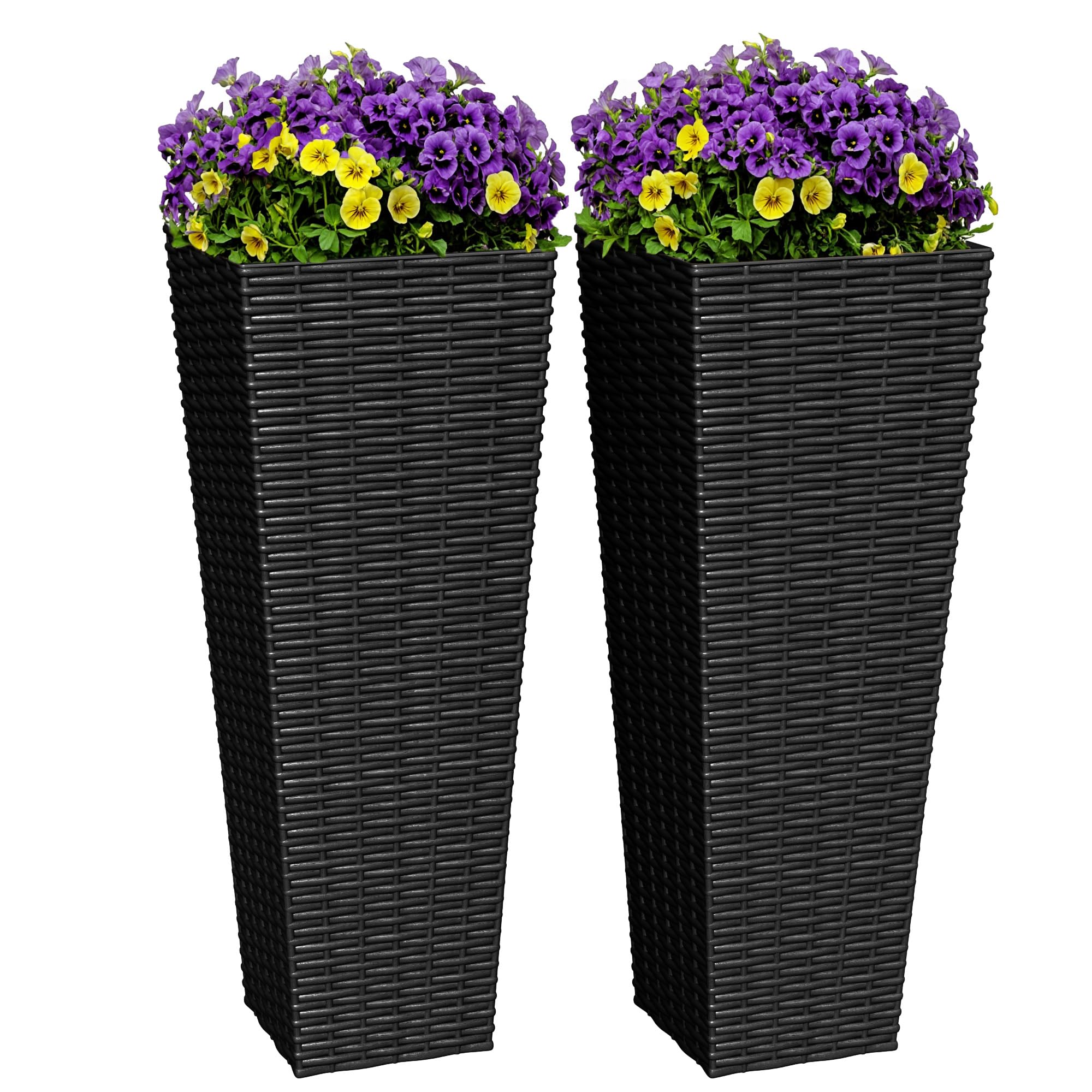 VEVOR Set of 2 Tall Outdoor Planters 22inch, Large Planters for Outdoor Indoor Plants, Black Front Porch Planter Flower Tree Plant Pots with Modern Design and Built-in Drainage customer photo 1