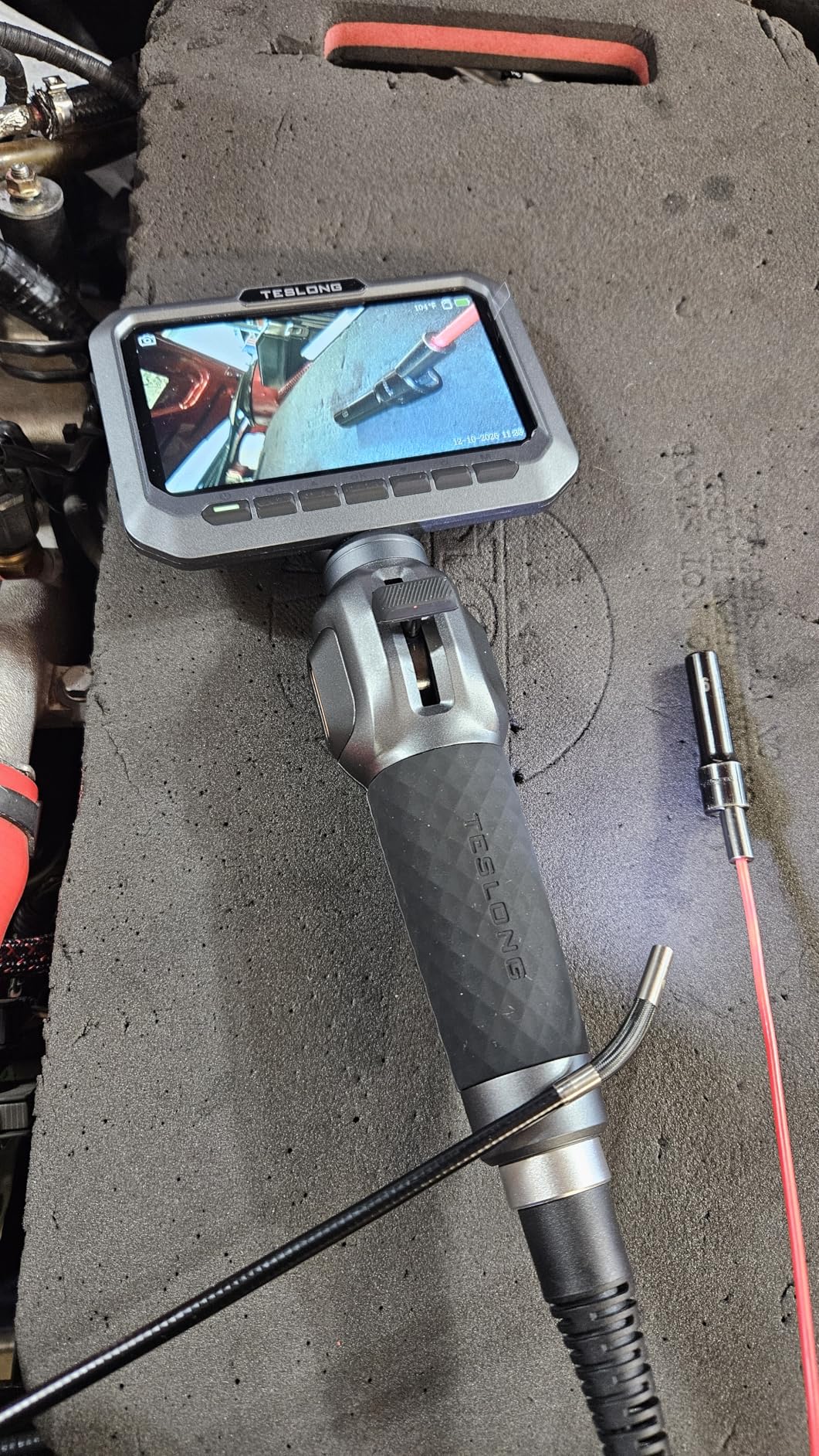 Teslong Two-Way Articulating Borescope, 5.5mm Slim Probe, 5.0'' Industrial Endoscope with Light, 5FT Flexible Snake Scope for Automotive, HVAC & Mechanics customer photo 1