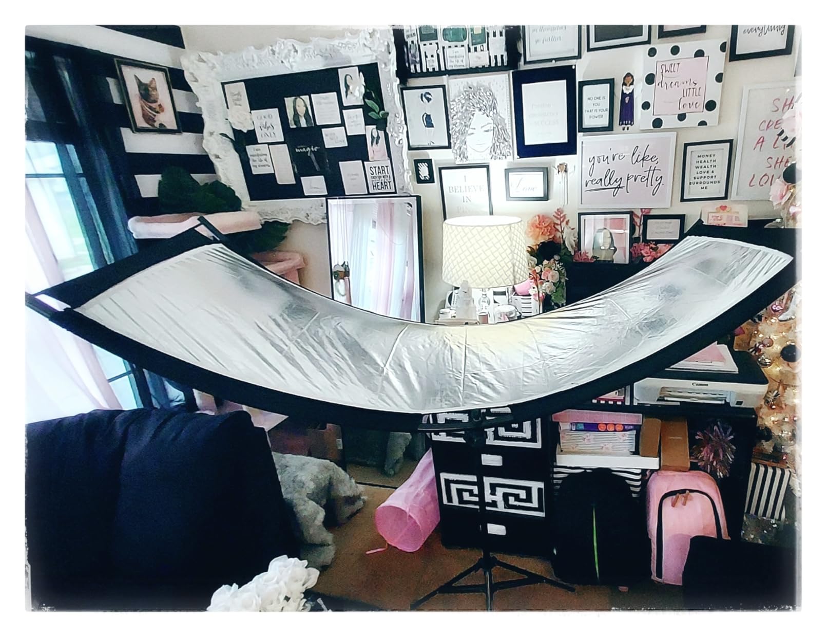 K&F CONCEPT U-Shape Reflector Curved Reflector 180x60cm with 4-in-1 Reflective Fabric, Black/Gold/White/Silver, with 1.9m Stand, with Storage Bag, for Photography Studios customer photo 2