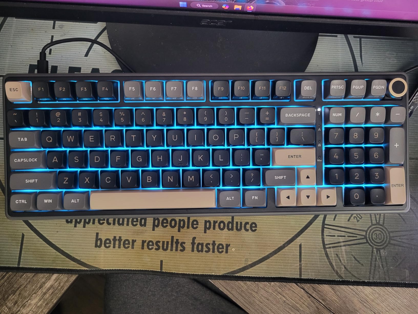 RK ROYAL KLUDGE R98 Pro Wired Mechanical Keyboard, 96% Creamy Gaming Keyboard RGB Backlit with Number Pad and Volume Knob, Gasket Mount, MDA Profile PBT Keycaps, Hot Swappable Pre-lubed Linear Switch customer photo 1