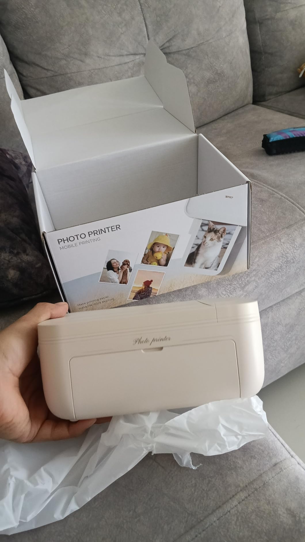 iDPRT 4x6 Photo Printer, CP4100 Instant Photo Printer for iPhone & Android with 108 Sheets & 2 Cartridges, Wireless Portable Picture Printer, 300DPi Thermal Dye Sublimation, Beige customer photo 2