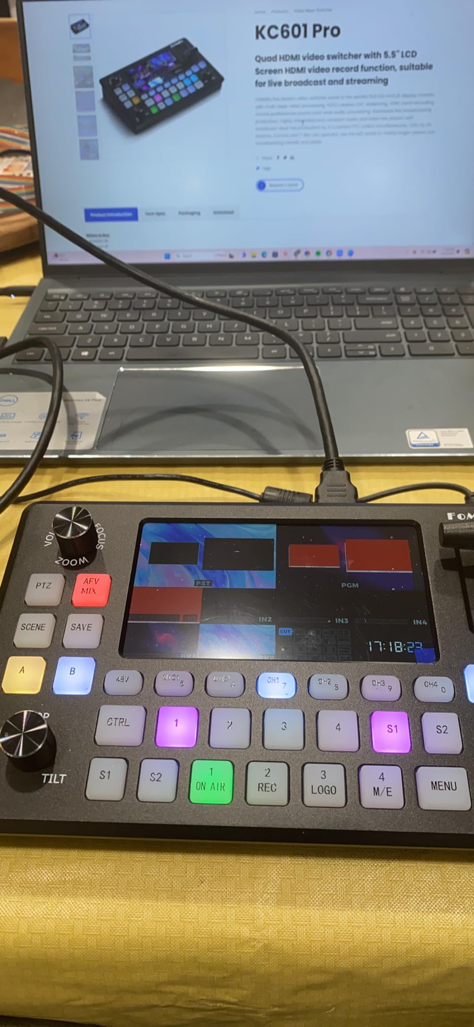 FoMaKo 4K HDMI Video Mixer Switcher, 5.5 Inch FHD LCD Screen, 4-Channel HDMI Live Streaming Switcher, 4K 60FPS Input, 1080p 60FPS Output, Support PTZ Controller, KC602 customer photo 1