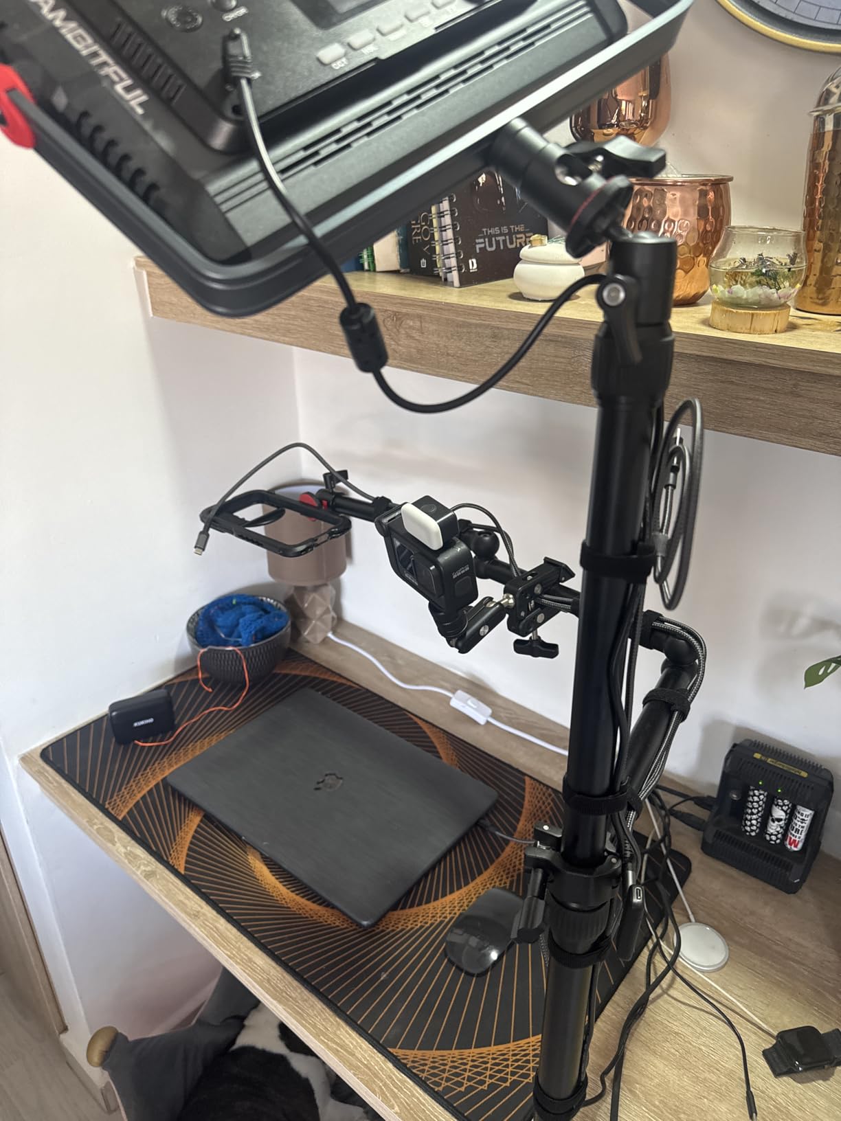 Super Clamp Camera Mount, 360° Dual Ballhead Magic Arm, 1/4
