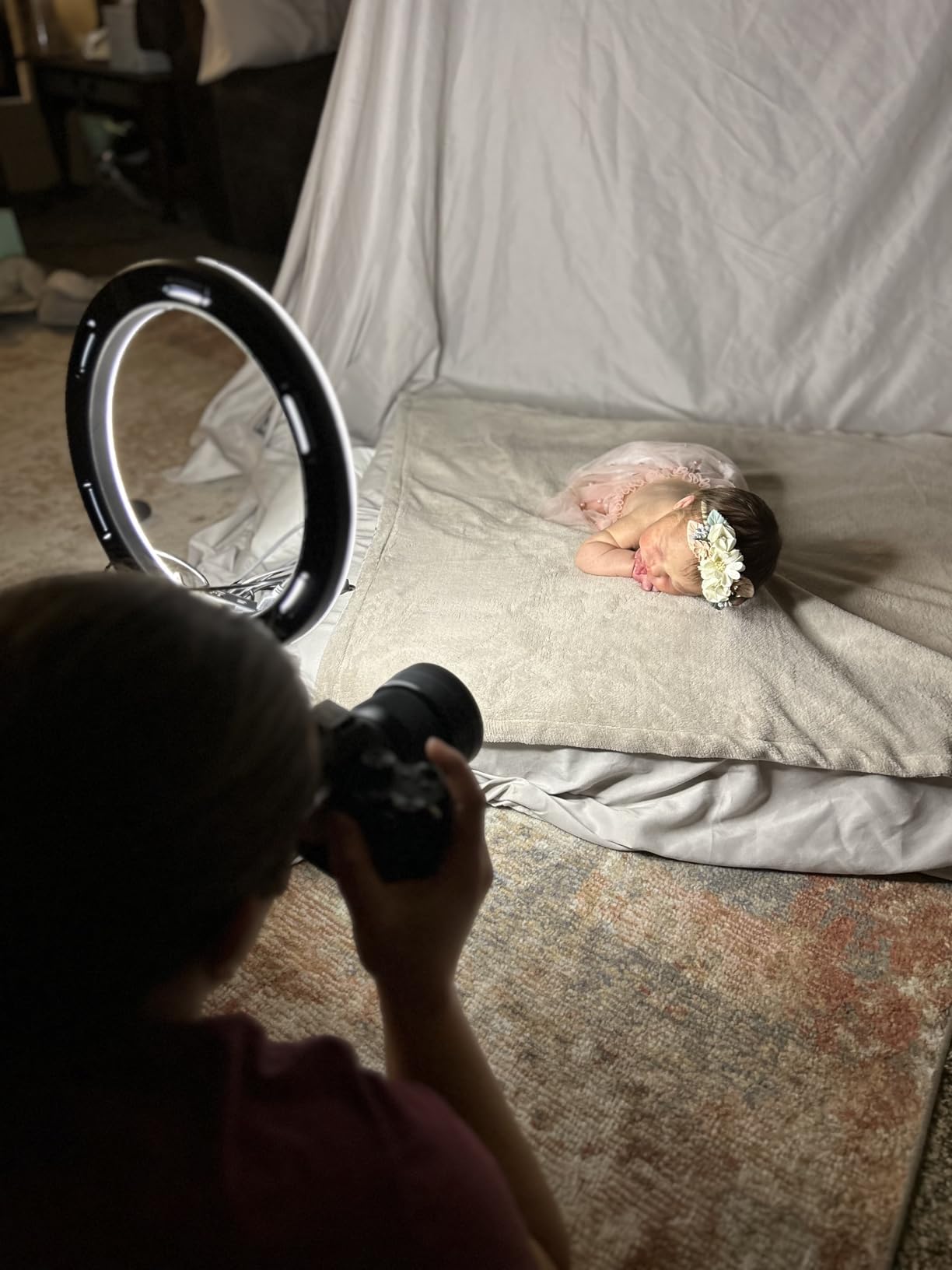 M&G House Newborn Photography Props - 6pcs Baby Photoshoot Props, Adjustable Photography Props Fits 0-6 Months Baby, Ultra-Soft Photo Donut Posing Pillow Basket - Multicolor customer photo 1