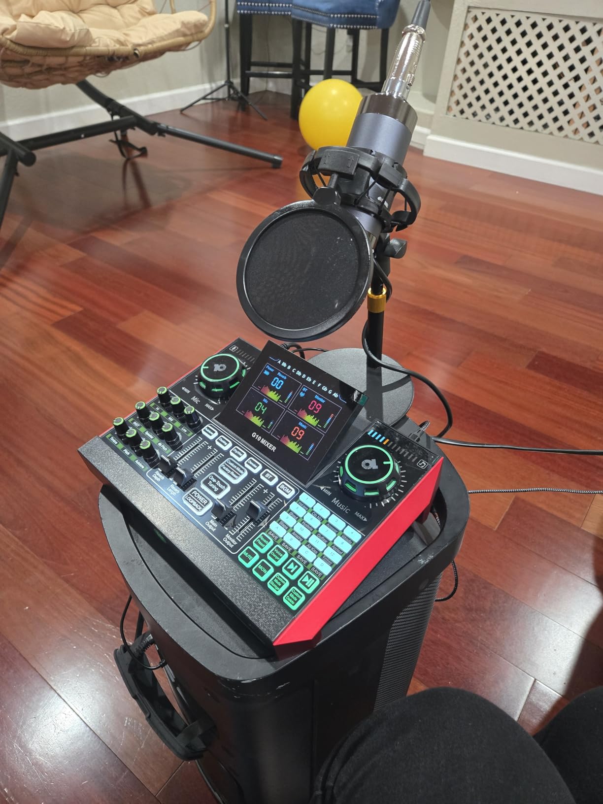 Podcast Microphone Bundle with Live Sound Board Audio Mixer, Podcast Equipment Bundle with 3.5mm Condenser Microphone(P15) for Pc/Phone Live Streaming Singing Gaming, Voice Changer, Denoise customer photo 2