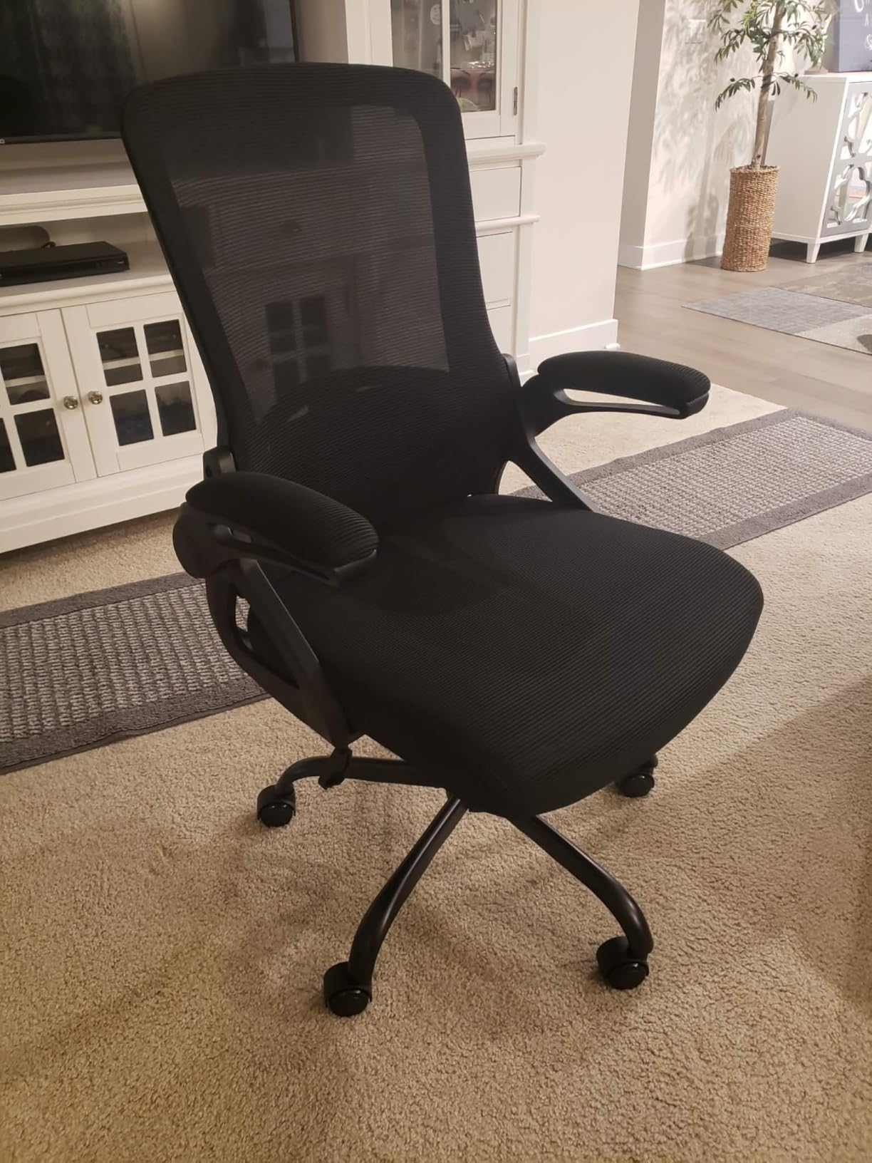 Ergonomic Office Chair, Desk Chair with Adjustable Lumbar Support, Breathable Mesh Comfy Computer Chairs with Flip-up Armrests Executive Task Chair for Adults Home Office(Black) customer photo 2