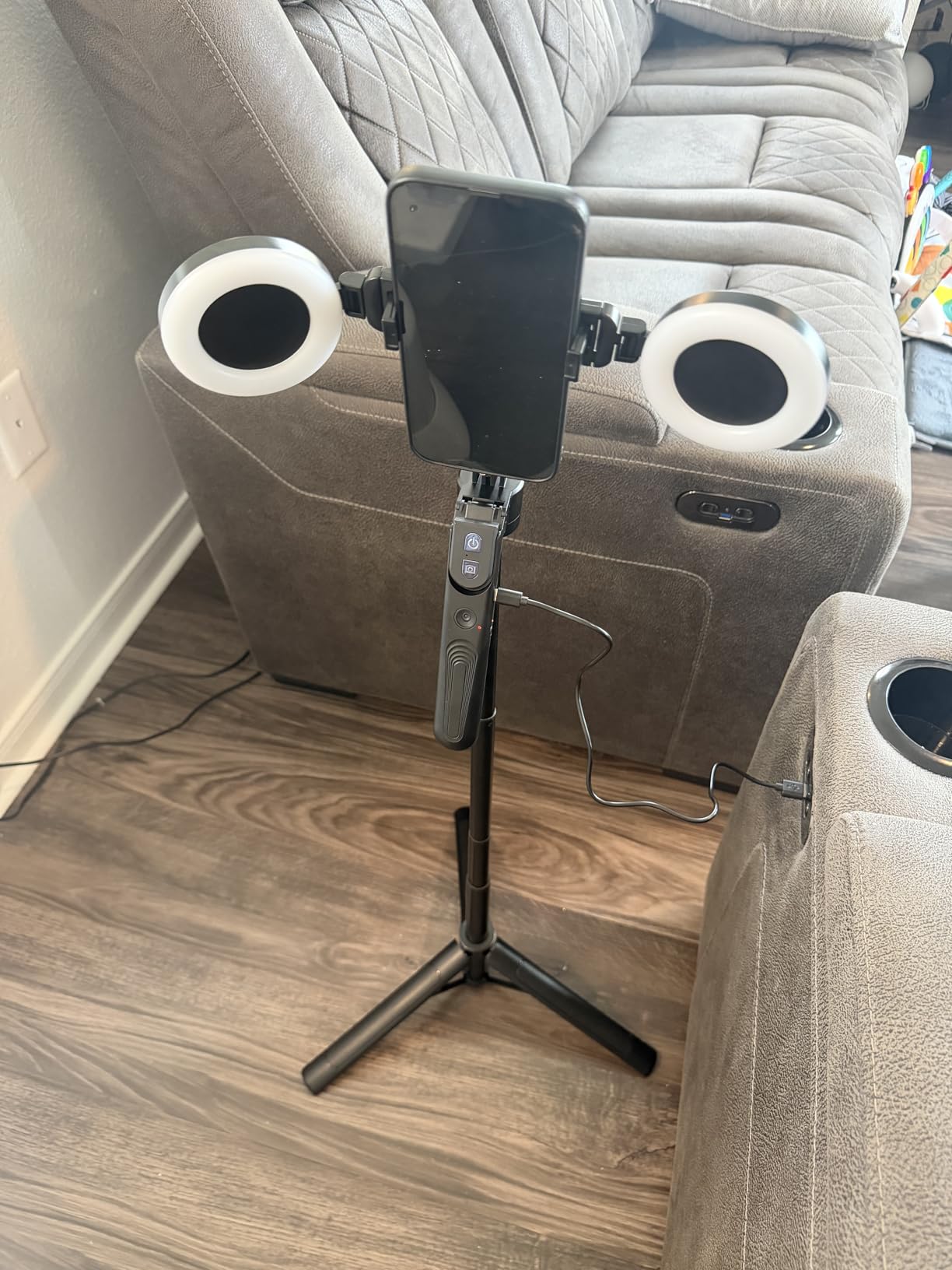 Content Creator Vlogging Kit for iPhone/Android,70-inch Auto Face Tracking Tripod for iPhone with Light and Wireless Microphones,TikTok/YouTube Starter Kit customer photo 2