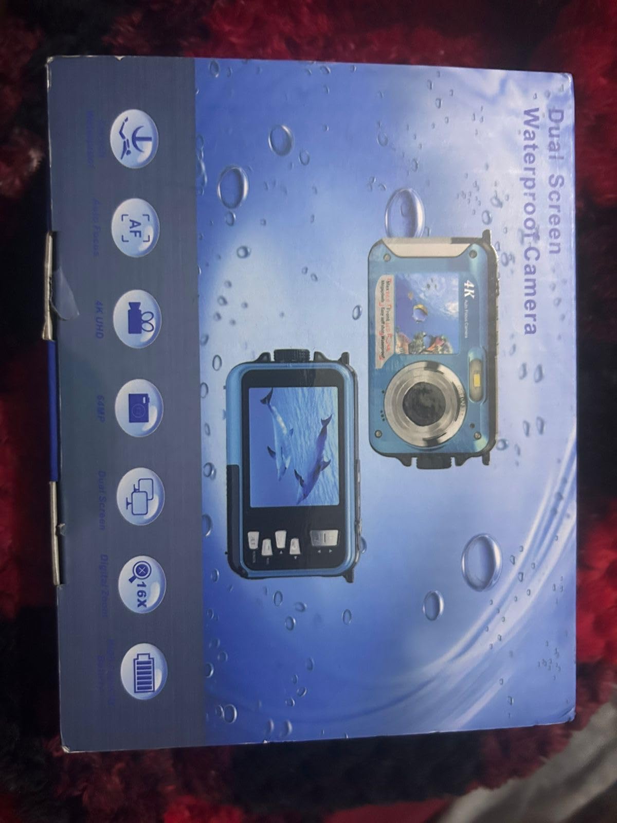 4K Underwater Camera 64MP Autofocus 16FT Waterproof Camera Dual-Screen Selfie 16X Underwater Camera for Snorkeling Waterproof Compact Floatable Digital Camera with 32GB Card,Blue customer photo 1