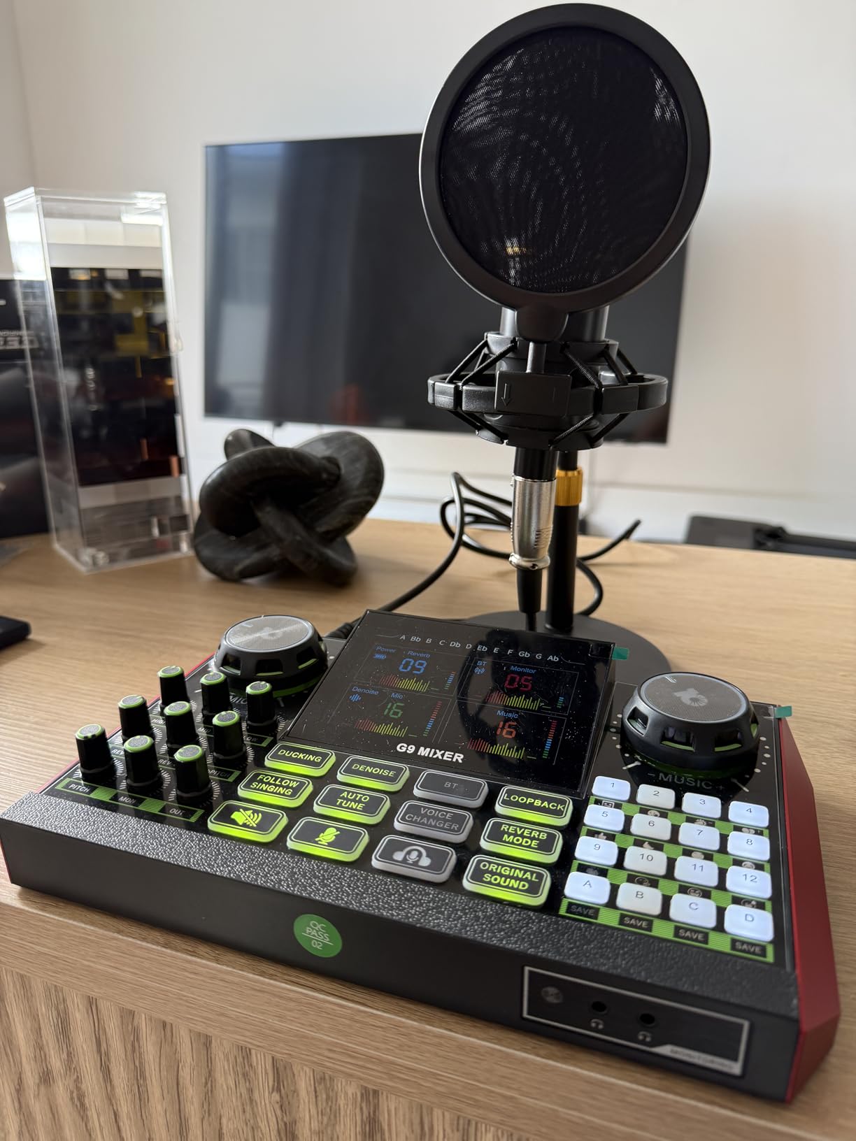 Podcast Microphone Bundle with Live Sound Card Audio Mixer, Podcast Equipment Bundle Sound Board with 3.5mm Condenser Microphone(P15) for Pc/Phone Live Streaming Singing Gaming,Voice Changer, Denoise customer photo 1