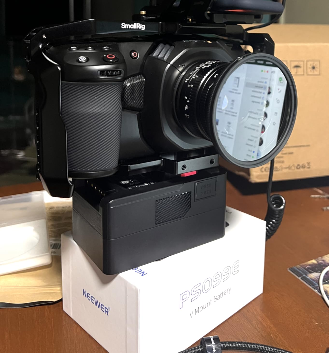 Mini V Mount Battery, 6800mAh 99Wh V Lock Battery, PD65W Fast Charging/D Tap/BP/USB A/Dual DC Port/OLED Display for Camcorder Video Camera Compatible with SmallRig BMPCC 4k 6k, PS099E customer photo 1