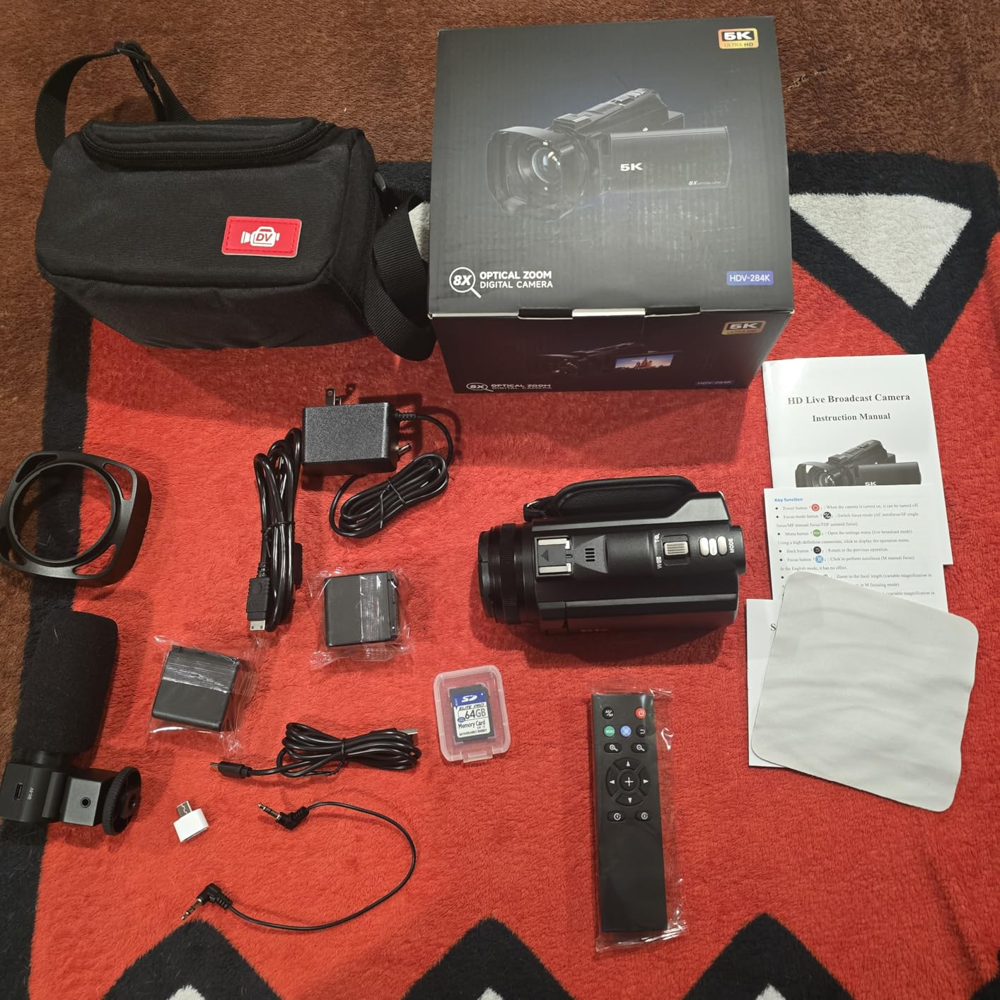 5K Video Camera Camcorder,64MP WiFi Vlogging Camera for YouTube with 8X Optical Zoom,3.5