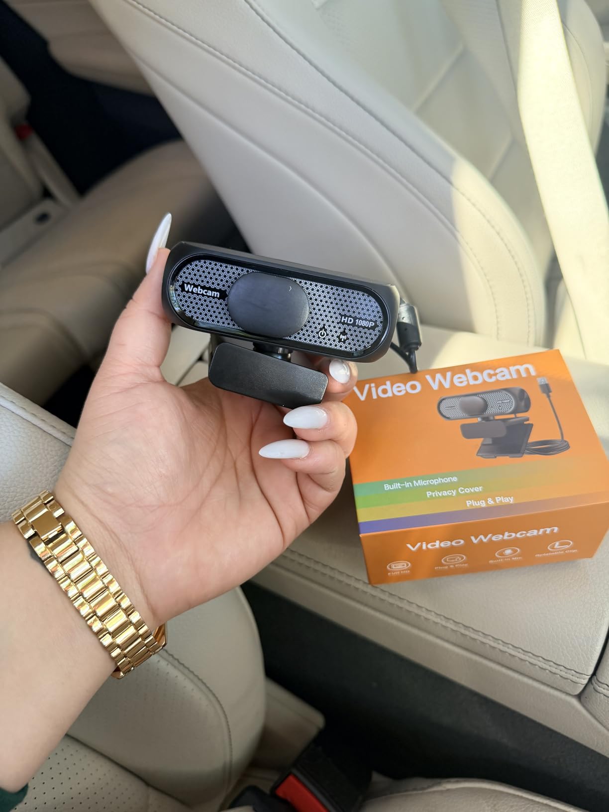 1080P HD Webcam with Microphone, Noise Cancellation, Privacy Cover, Wide-Angle Lens, Auto Light Correction, Plug & Play USB Webcam for Laptop, Desktop, PC, Mac, Zoom, Skype, Streaming (Black) customer photo 1