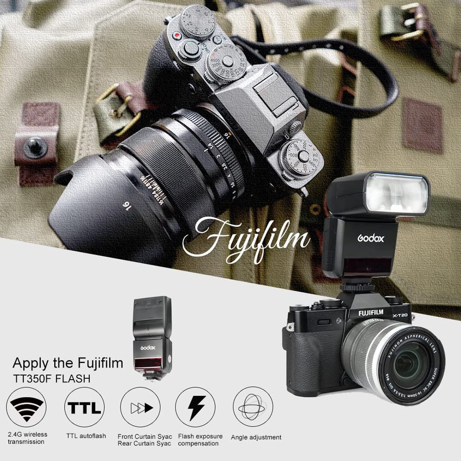 GODOX TT350F Flash for Fujifilm Camera, 2.4G Wireless GN36 HSS 1/8000s TTL Camera Flash Speedlite Compatible for Fuji Digital Camera X-Pro2 X-T20 X-T2 X-T1 XPro1 X-T10 X-E1 X-A3 X100F X100T customer photo 2