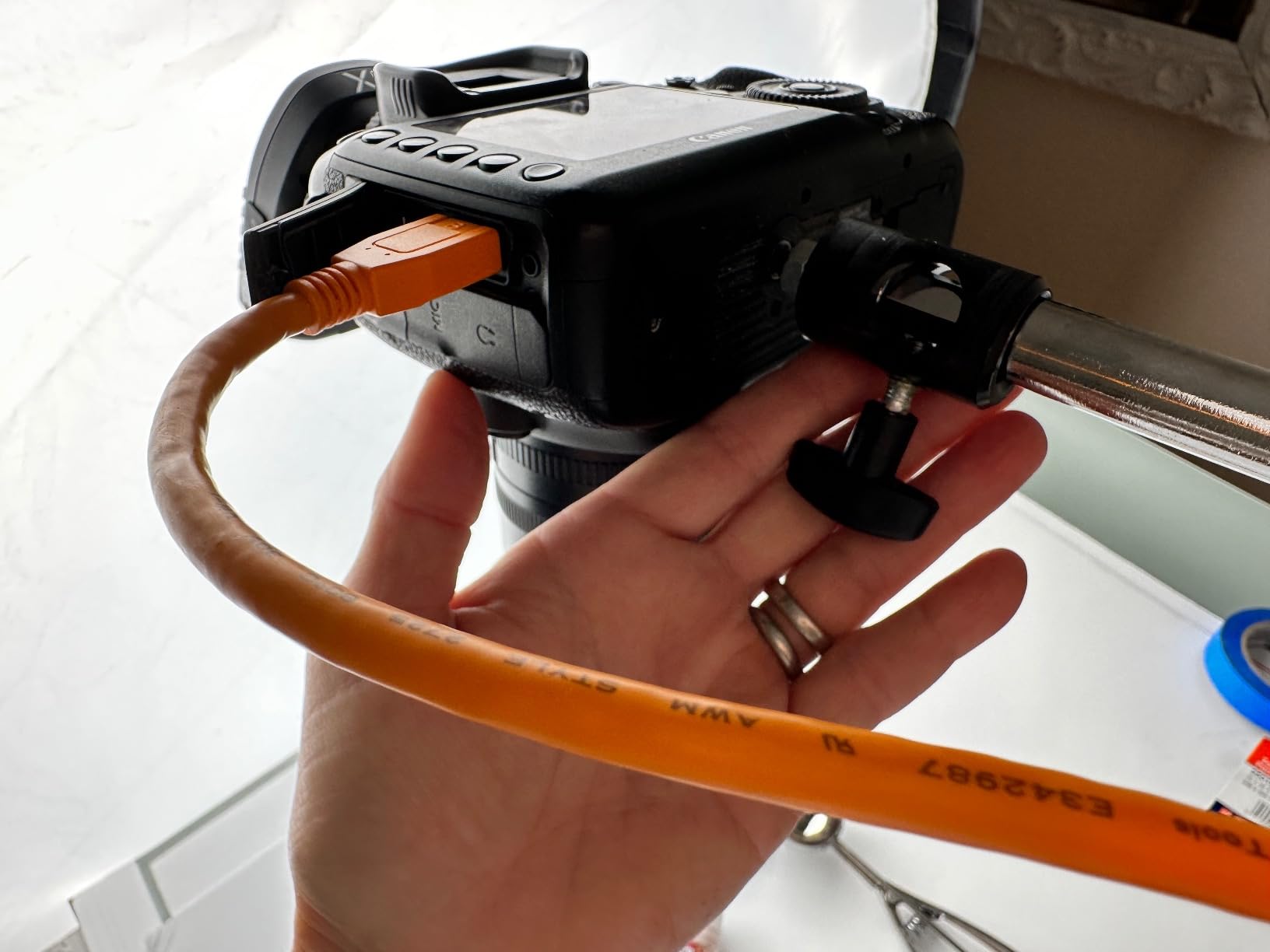 Tether Tools TetherPro USB-C to USB 3.0 Micro-B Cable | for Fast Transfer and Connection Between Camera and Computer | High Visibility Orange | 15 Feet (4.6 m) customer photo 1
