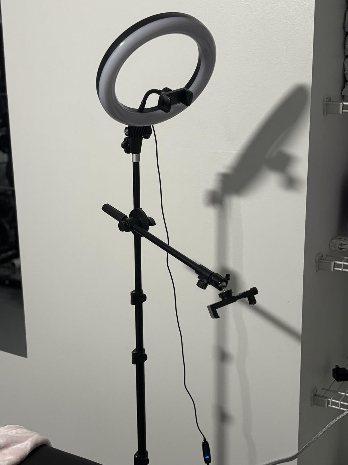 LUXSURE Ring Light with Stand for Phones, Tripod with Ring Light for iPhone, Overhead Phone Mount 10.5