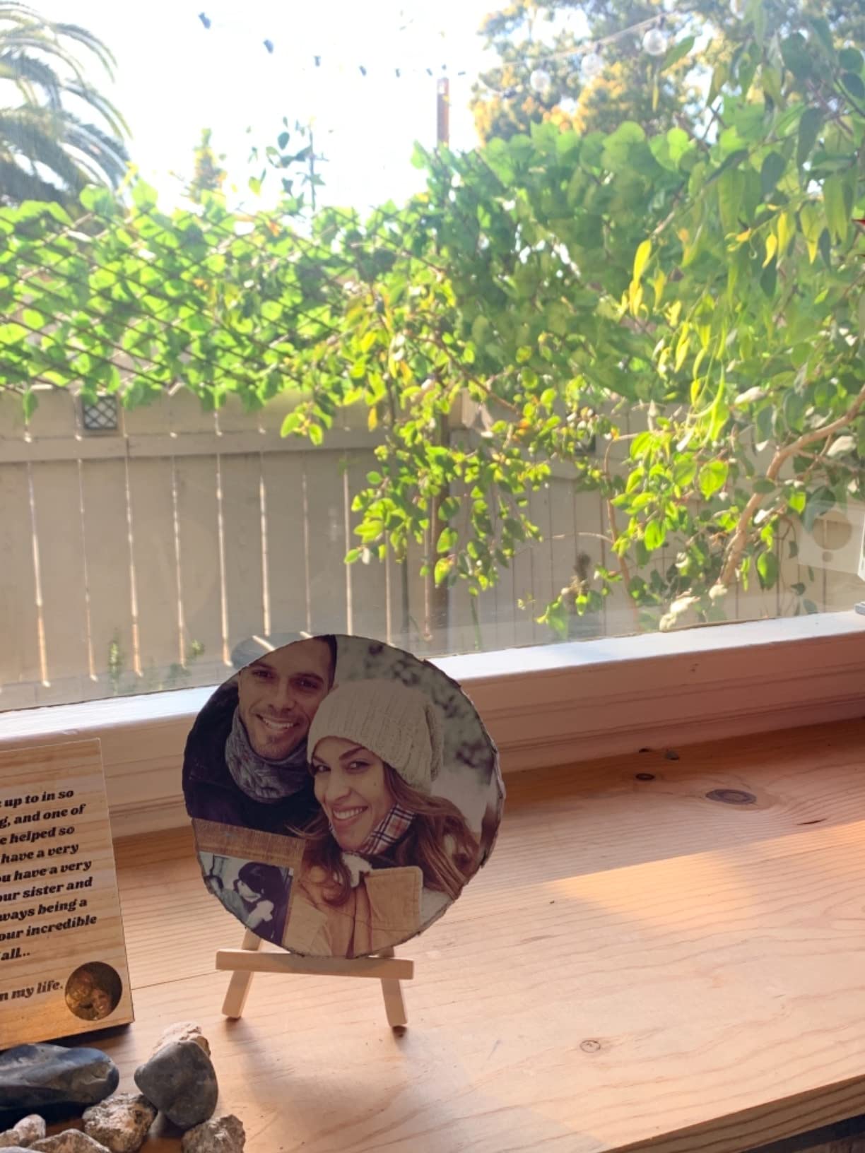 witfox Personalized Picture Frame Album Custom Photo Printing on Wood Slices Customized Photograph On Wood Artwork Crafts Desktop Decoration with Stand 14-16cm customer photo 4