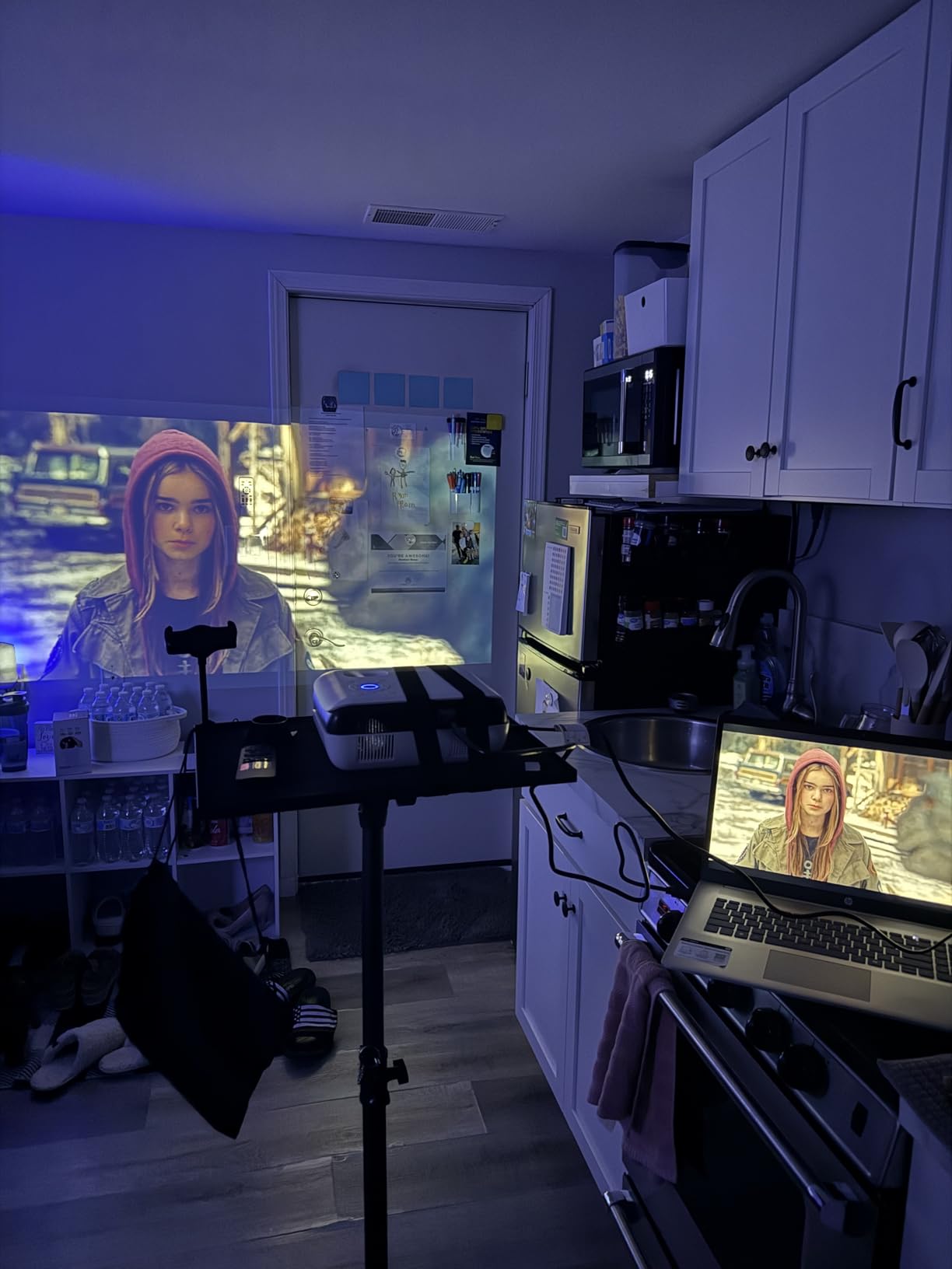 Projector Stand Tripod Adjustable, Laptop Height from 23.5 to 46.5 inches with Gooseneck Phone Holder, Floor for Office, Home, Stage, Studio, DJ Racks Holder Mount customer photo 2