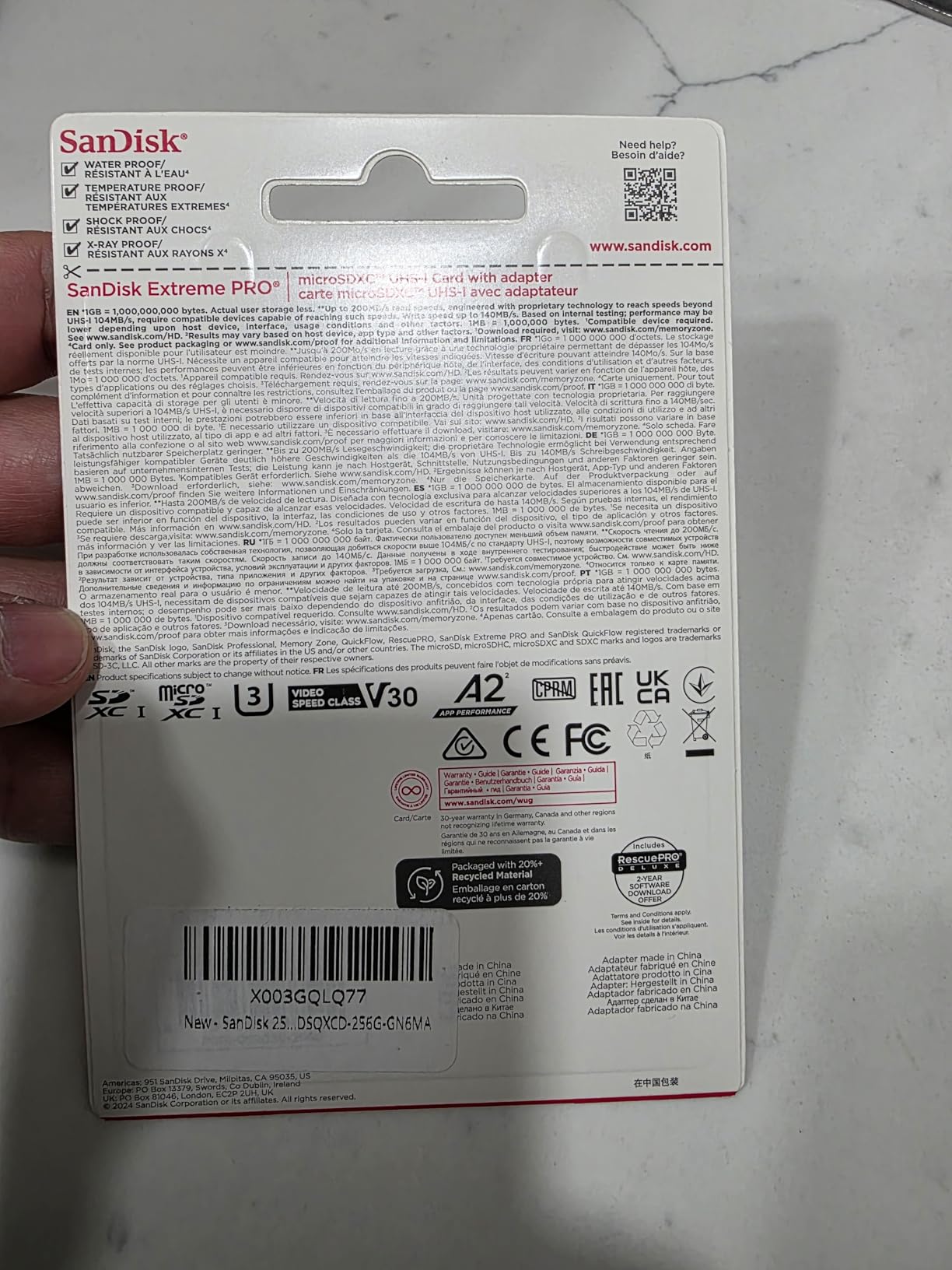 SanDisk Extreme PRO 256 GB Class 3/UHS-I (U3) V30 microSDXC customer photo 2