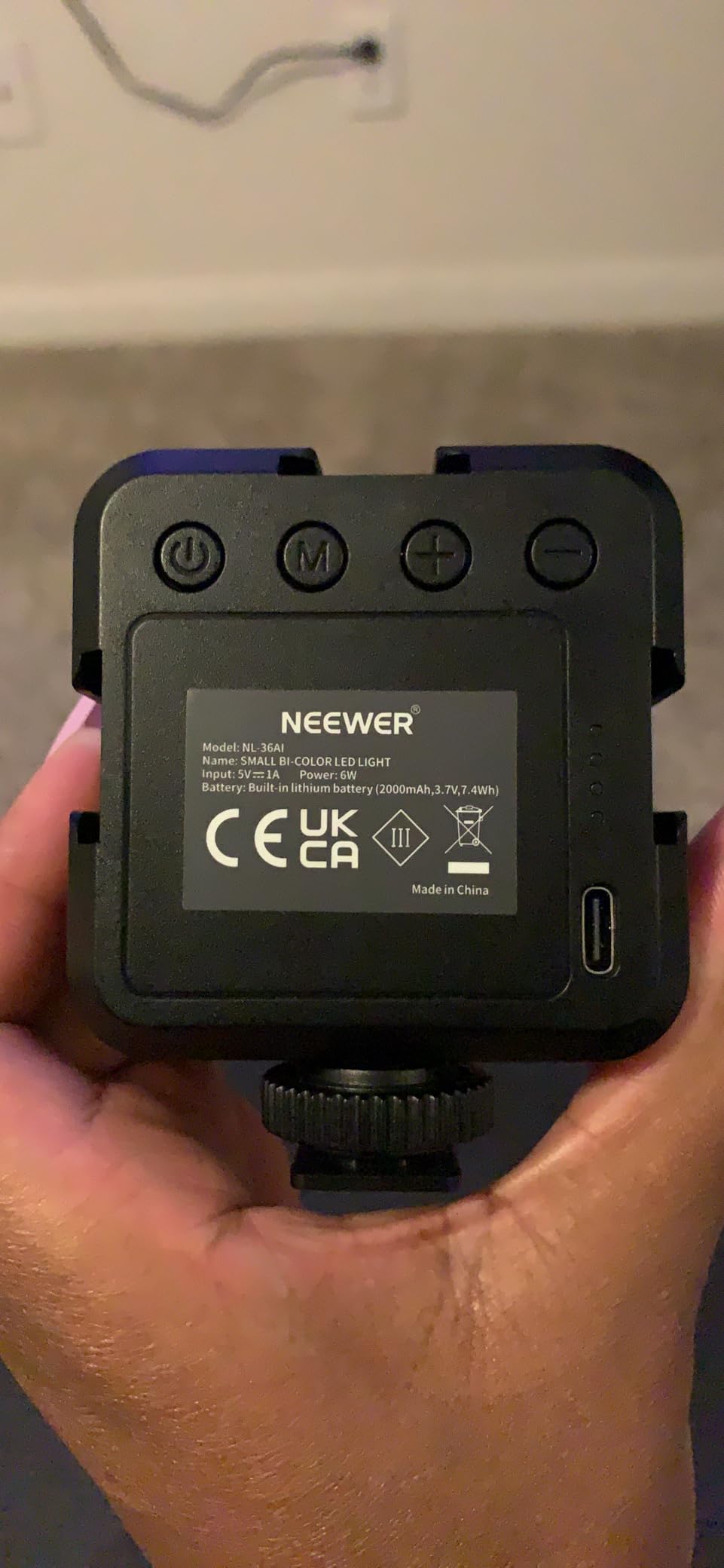 NEEWER LED Video Light,Portable Bi-Color 3200K~5600K Dimming Lights for Cameras, CRI 97+, 8 Scene Modes, 2000mAh Rechargeable Battery for Gaming/YouTube/Vlog/Photography - NL-36AI customer photo 2