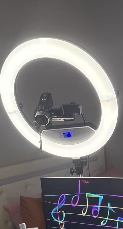 22'' Ring Light with 75'' Tripod Stand, LED Display/2 USB Ports/6500K Dimmable Ring Light for ipad Phone Holder for Tattoo Lash Live Makeup Video Recording TikTok Barber Stylist Photography customer photo 2