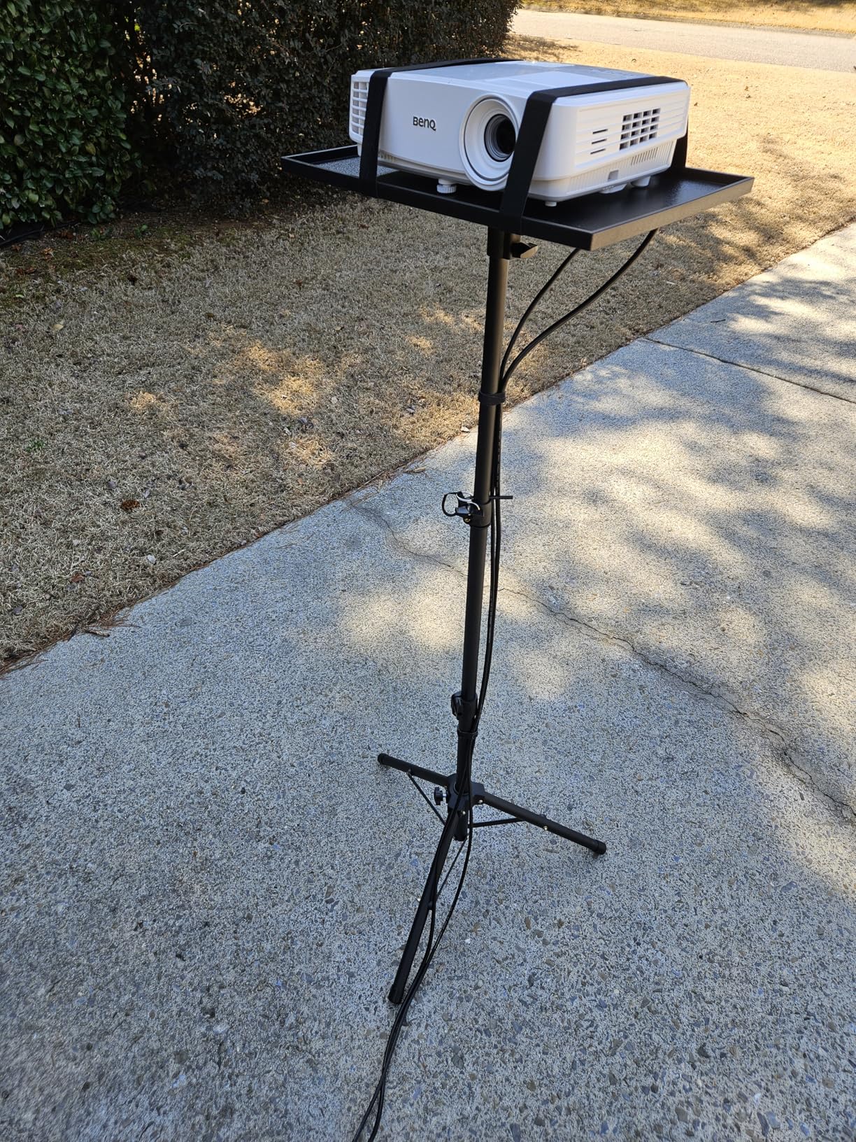 AMADA HOMEFURNISHING Foldable Projector Tripod, Multipurpose Laptop Stand with Removable Mouse Tray, Adjustable Height 25-63 Inch, Outdoor Movie Projector Stand, AMPS03 customer photo 1