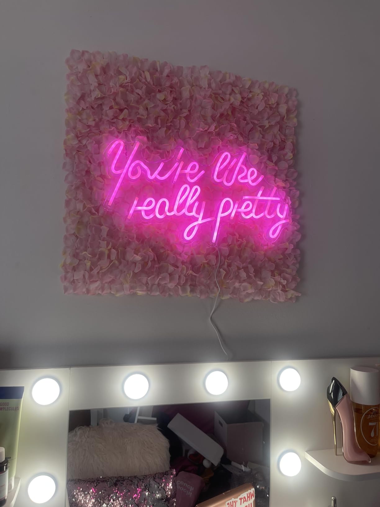 Lucunstar You're Like Really Pretty Neon Sign Led Sign Pink Led Neon Light for Wall Decor Neon Signs for Wall Decor Light Sign for Wedding Dimmable Switch USB with Neon Sign for Bedroom Home Decor customer photo 2