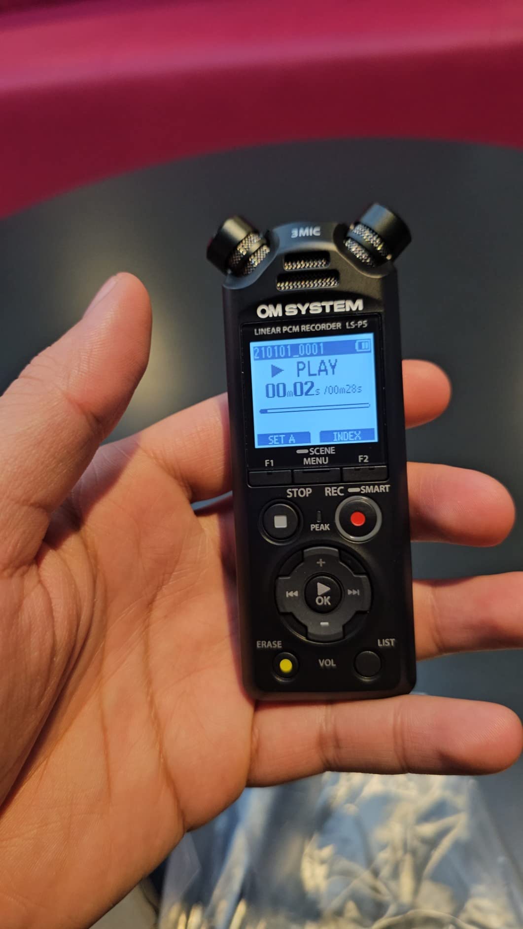 OM SYSTEM Olympus LS-P5 PCM Recorder with tresmic 3-Microphone, Bluetooth, 16GB Built-in Memory customer photo 2