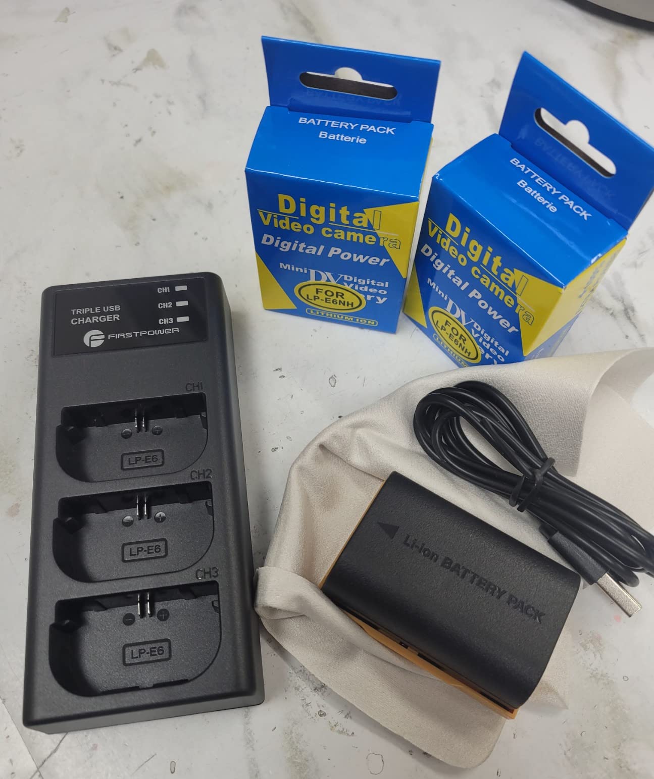 FirstPower LP-E6NH Battery with Triple Slot Charger for Canon EOS R5, R6, R7, R, 5D Mark IV, 5D Mark III, 5D Mark II, 5DS, 5DS R, 6D, 6D Mark II, 7D, 7D Mark II, 60D, 70D, 80D, 90D customer photo 2