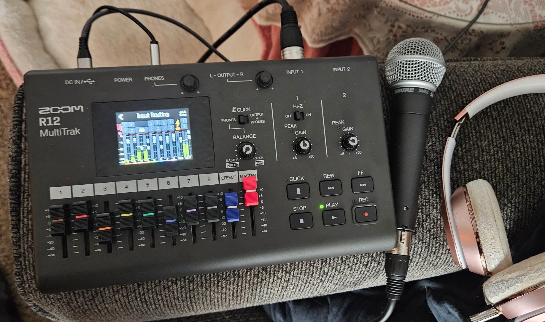 Zoom R12 Multi-Track Portable Recorder for Musicians, with 2 XLR/TRS Combo Inputs, 8 Tracks, Touchscreen, Onboard Editing, Effects, Drum Loops, Battery Powered, USB Audio Interface customer photo 2