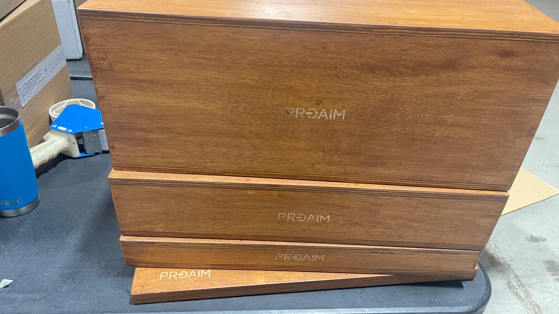 Set Of 4 APPL-Boxes (Brown) for Studio, Film Set & Photography. Made of 12-ply Cedar Base Wood. For Studio & On-Location Use (AB-SET4-BR) customer photo 1