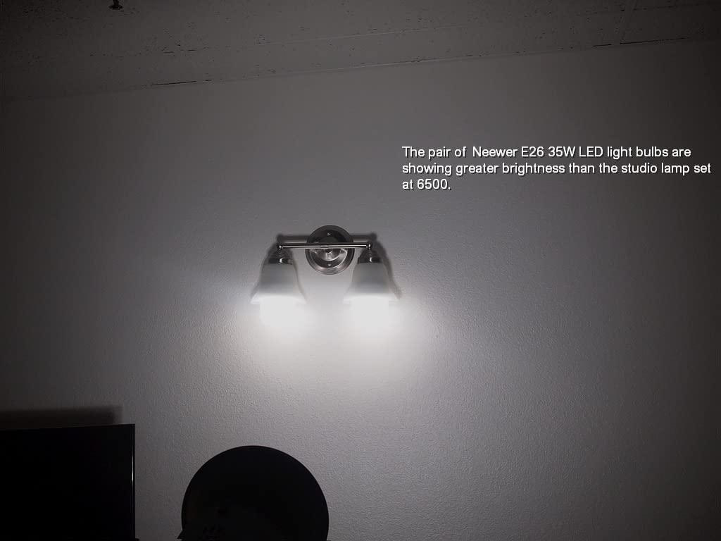 Neewer E26 24W LED Light Bulbs, 2 Packs, 2160 Lumens/5700K/CRI 93+/15000h Lifespan, Bright Video Photography Lighting, Silent/No Flicker/Non Dimmable 200W Incandescent Equivalent customer photo 2