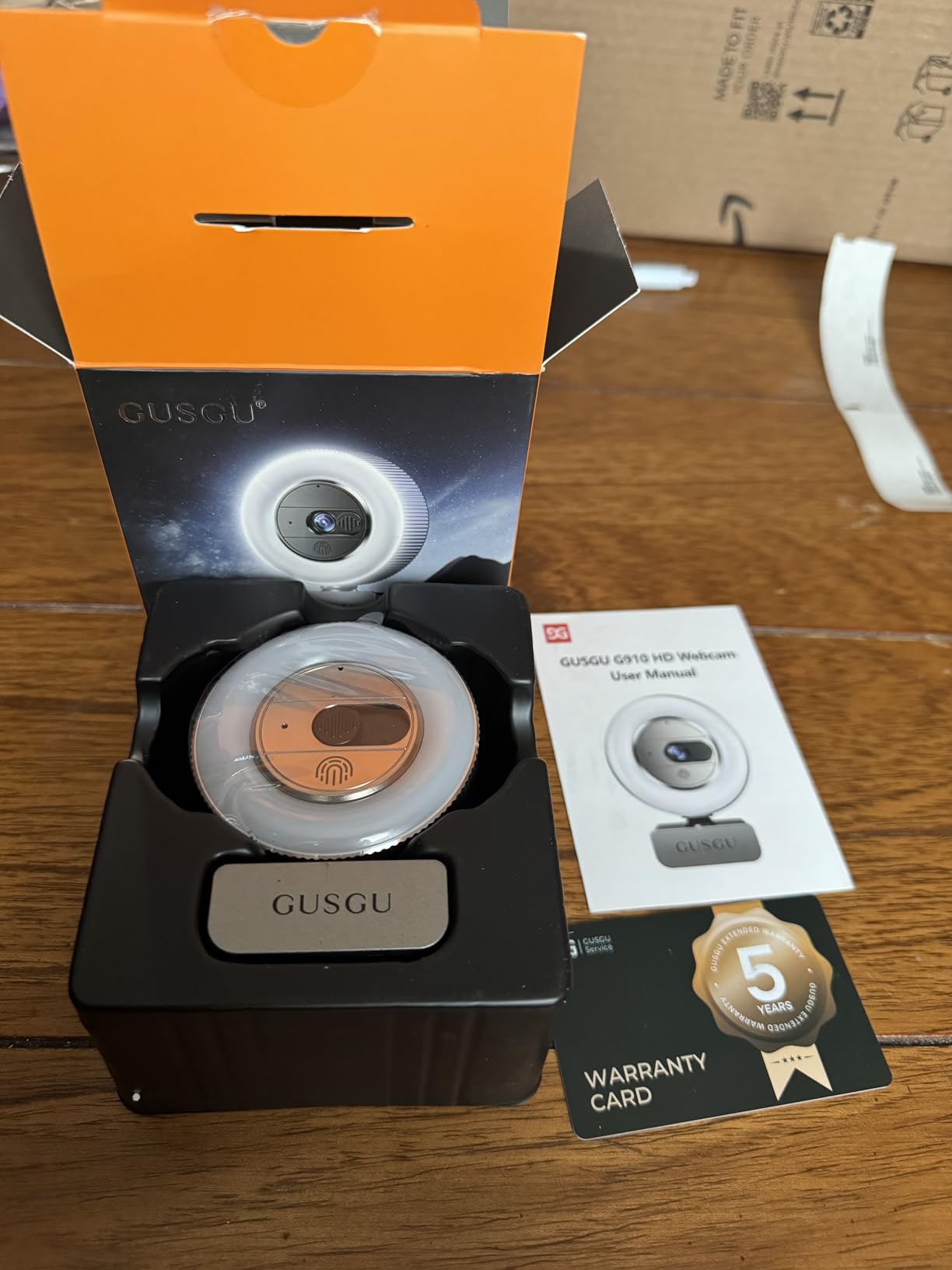 GUSGU 2K QHD Webcam with Microphone and Ring Light, G910 Web Camera Privacy Cover, USB Plug&Play Computer Camera for PC/Desktop/Laptop/Mac, Streaming Camera for Video Conferencing customer photo 2