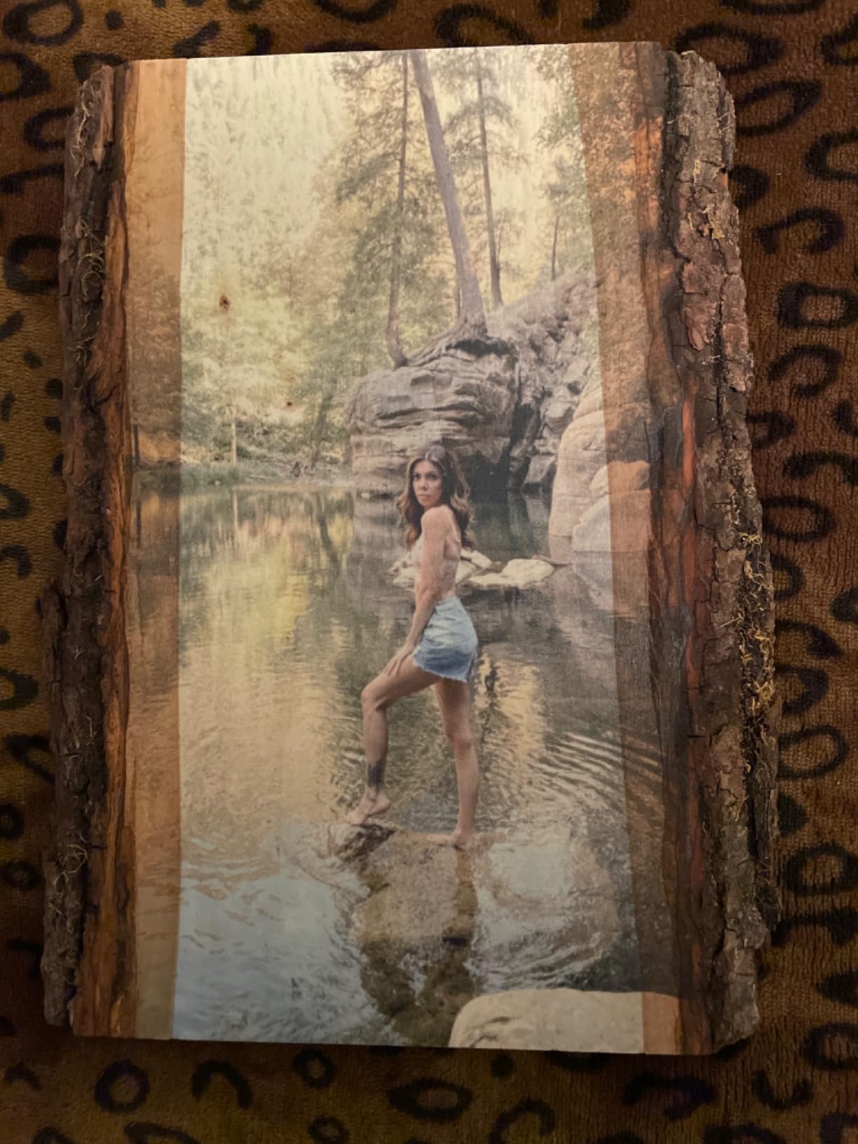 Enjoy the Kraft Personalized Photo on Wood Slice - Customized Printed Picture on Wood Slab Rustic Wall Art, Handmade Room Decor from Reclaimed Basswood - House Warming Gifts New Home - Medium customer photo 1