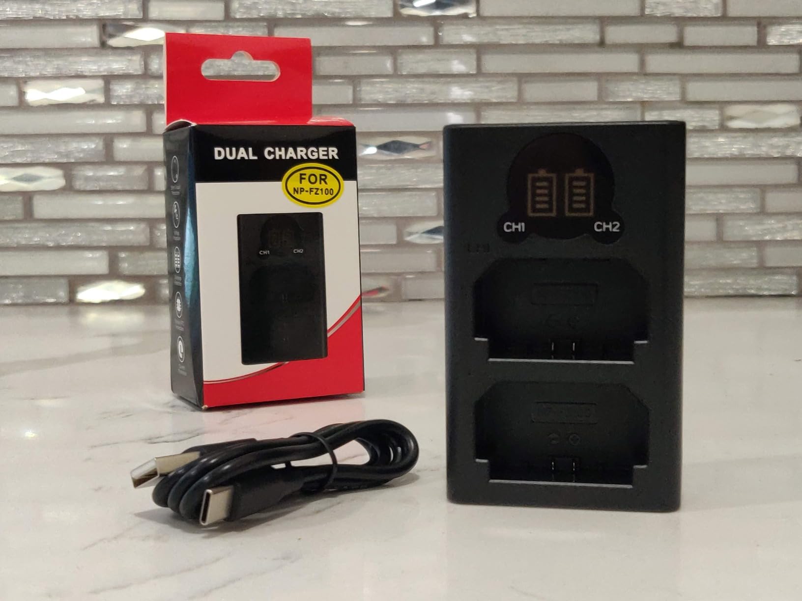 Kimaru Dual Slot NP-FZ100 Battery Charger BC-QZ1 with LED Indicator for Sony A7IV, A7CII, ZV-E10 II, A7III, A7RV, A6600, A9III, A9II, A9, A7RIV, A7RIII, A7SIII, ZV-E1, FX3, FX30, A1 customer photo 1