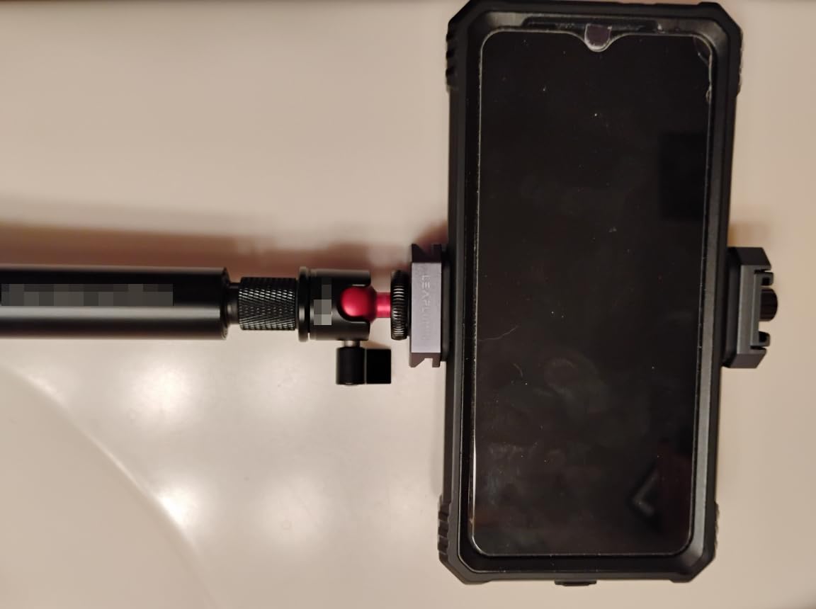 Aluminum Phone Mount for Tripod, Adjustable Phone Tripod Mount with Cold Shoe & Arca Swiss Quick Release Plate,Universal Adjustable Clamp Suitable for iPhone 14 pro/13 Pro/12/11/Samsung customer photo 1