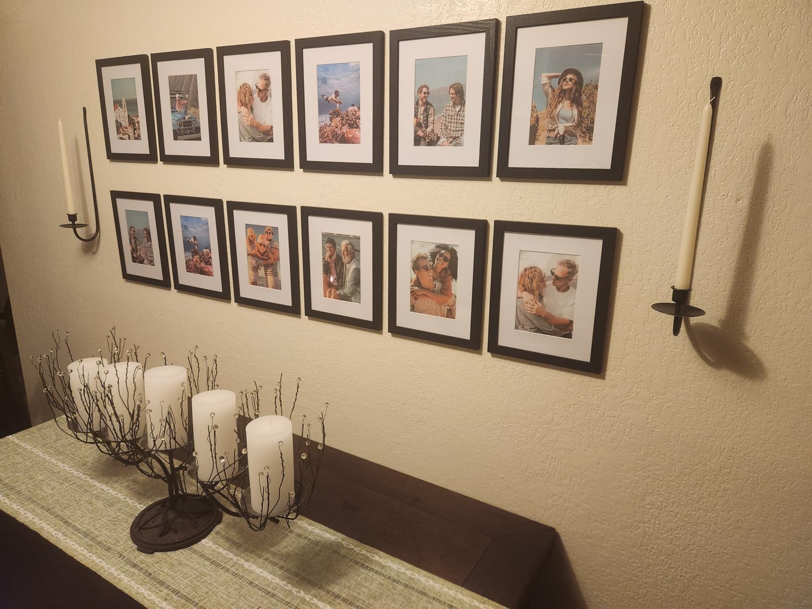 Vittanly 8x10 Picture Frames Set of 9, Shatter Resistant Plexiglass, Display 5x7 Pictures with Mat or 8x10 without Mat, Photo Frames for Wall or Tabletop, Engineered Wood, Black customer photo 2