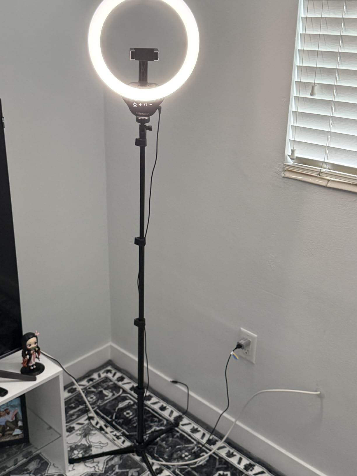 UBeesize 14'' LED Foldable Ring Light with 62'' Tripod Stand, Selfie Ring Light for Video Recording, Live Streaming, TikTok & YouTube, Compatible with iPhone & Android (Black) customer photo 2