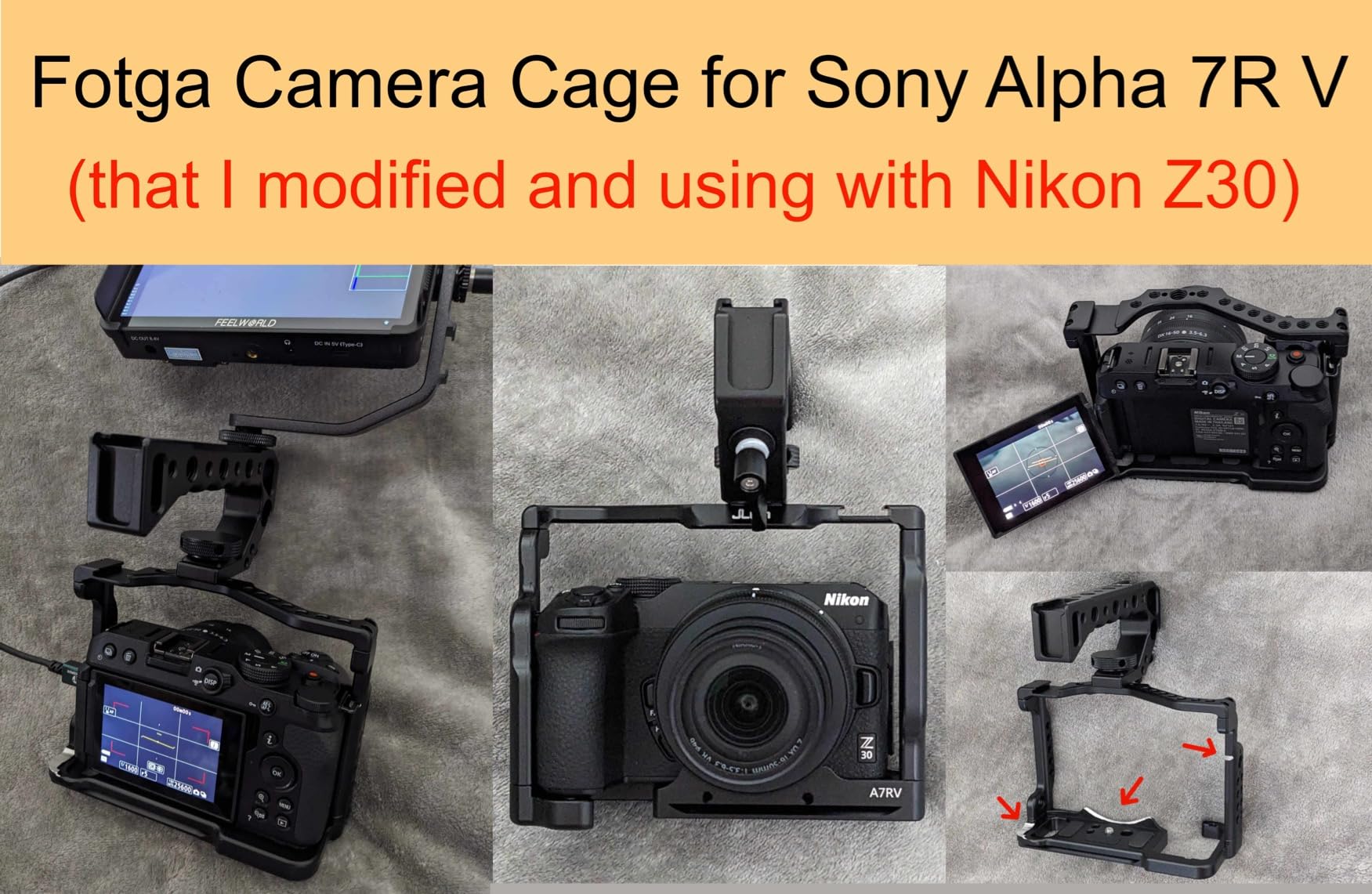 Zf Camera Cage + Top Handle for Nikon Zf Mirrorless Camera Vlog Video Shooting Film Making with 1/4