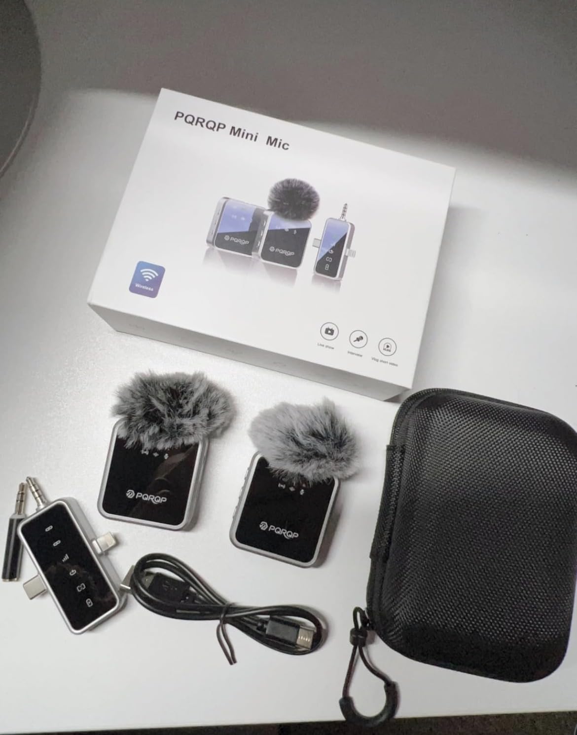 3 in 1 Microphone for iPhone/Android/Camera, Wireless Microphones, 328ft Transmission, 18H Battery Life, Mini Microphone for Record Interview, Vlogs, YouTube, Tiktok customer photo 1