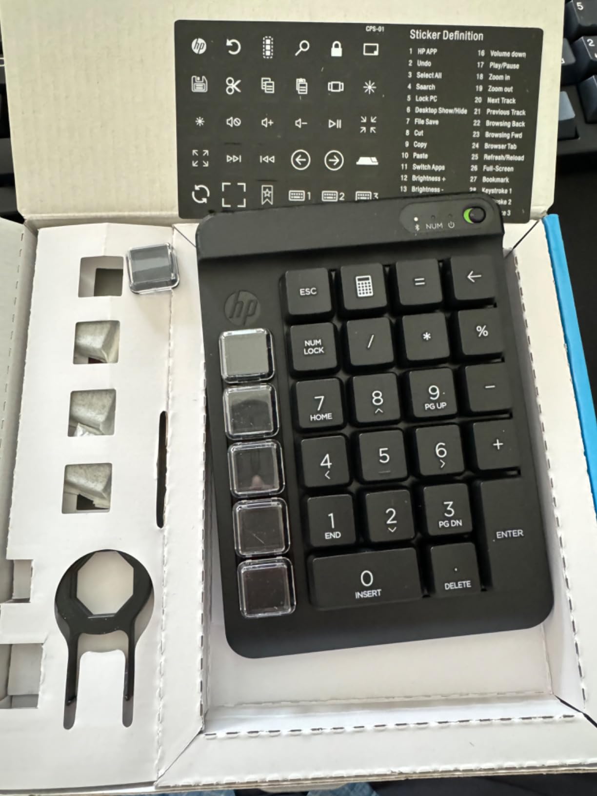 HP 430 Programmable Wireless Keypad - Bluetooth Connectivity - 9 Programmable, Swappable Keycaps with Sticker Labels - Ambidextrous Design - 24-Month Battery Life on 1 AA Battery - Responsibly Made customer photo 2