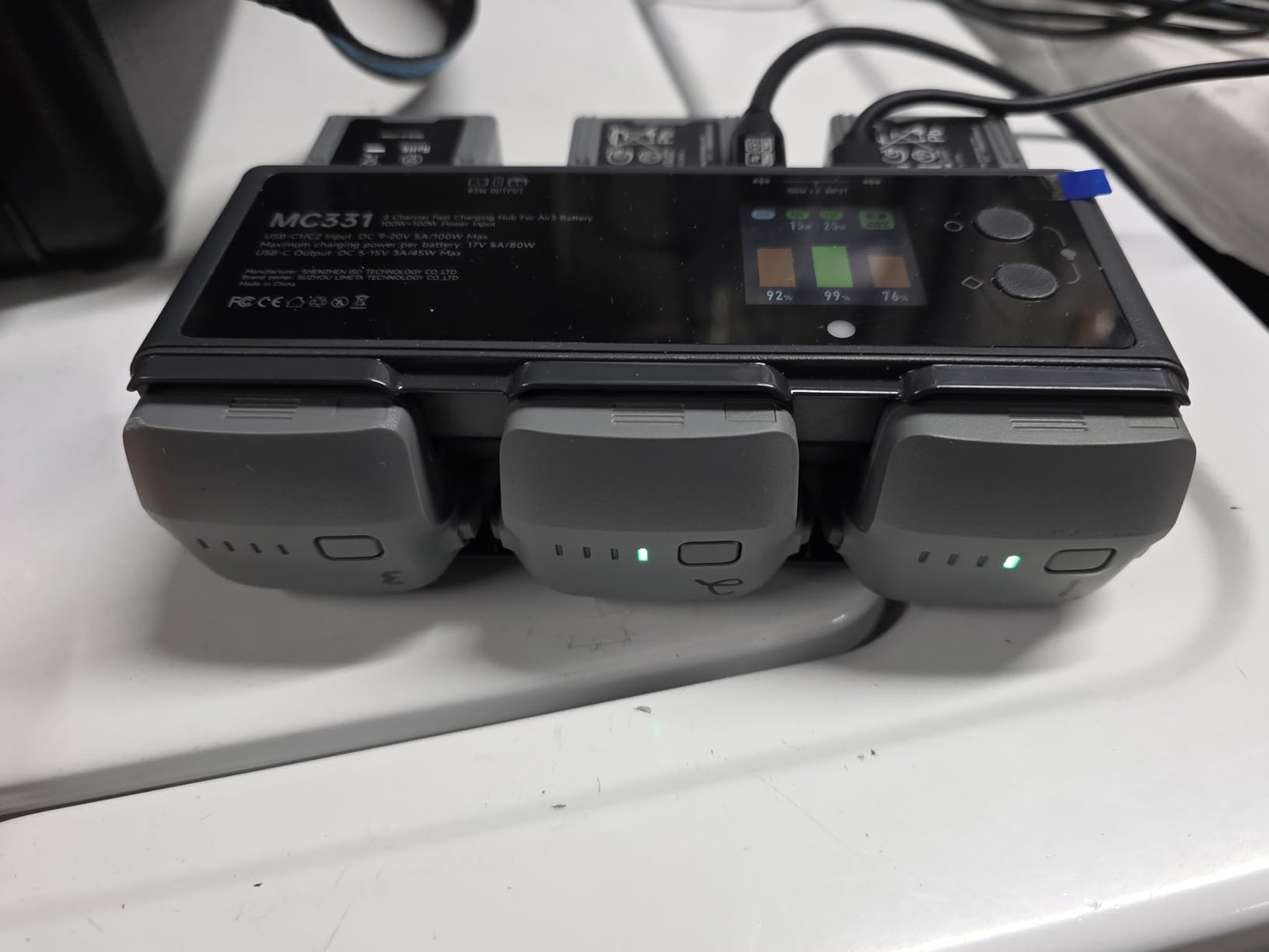 200W DJI Air 3/3S Battery Charger Hub 3-Channel Parallel Fast Charging Dual USB-C Input for DJI Air 3/3S Drone/RC, App Control/Storage/Discharge/LED Display customer photo 1