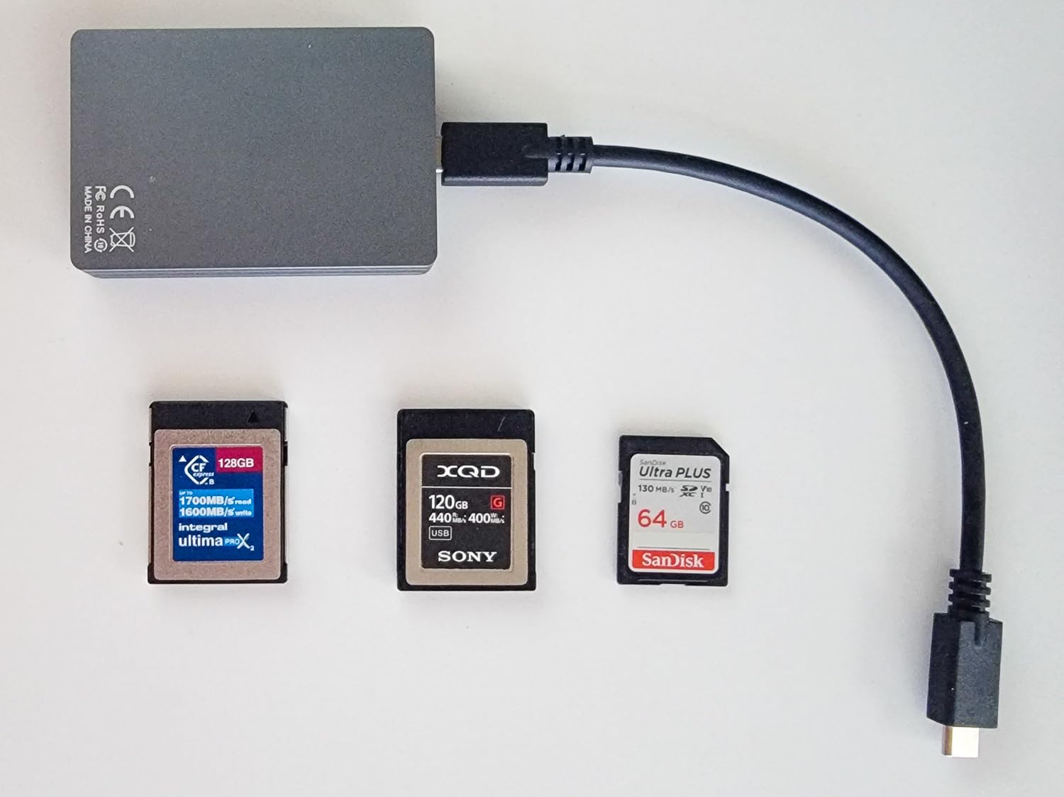 CFexpress Type B/XQD/SD Card Reader, Aluminum Dual-Slot USB 3.2 (Gen 2) 10Gbps CF Express Card Adapter with USBC to USBC-A/C Cable,CFexpress Type B Card Memory Reader for Windows/Mac/Android/Linux customer photo 1