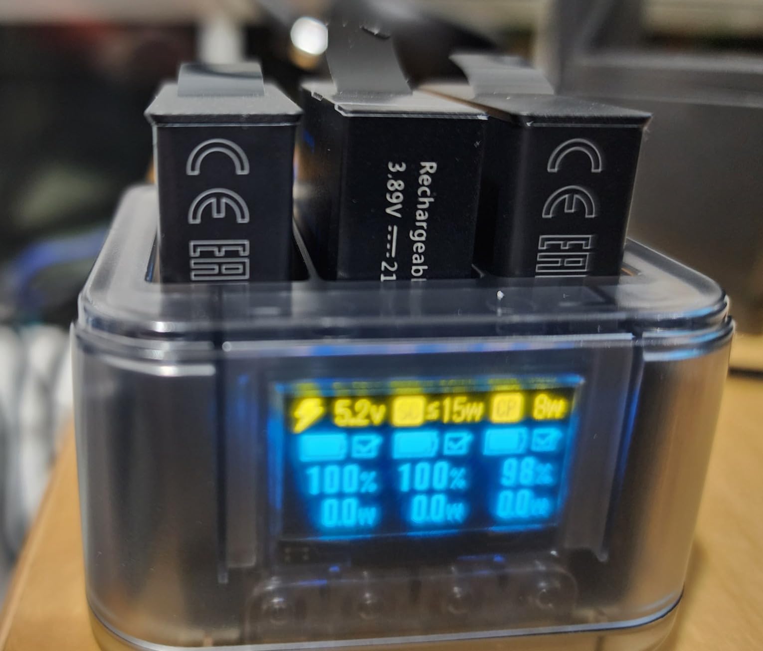 SYMIK Battery Charger for GoPro Hero 13, 24W OLED Screen Intelligent Charger for Hero 13 Battery, Triple Slot Fast Charging Hub customer photo 2