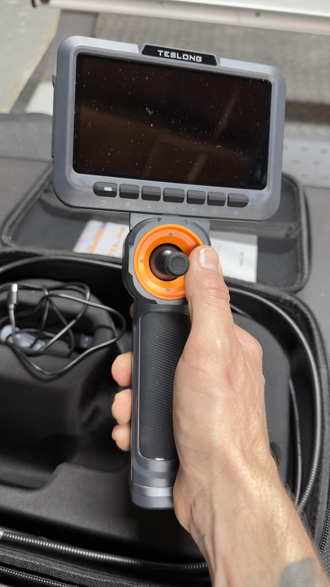 Teslong 360 Articulating Borescope with Light, 5'' Monitor Industrial Inspection Camera with 4-Way Joystick Articulation, HD Endoscope Camera for Automotive, Pipes, and Mechanics customer photo 1